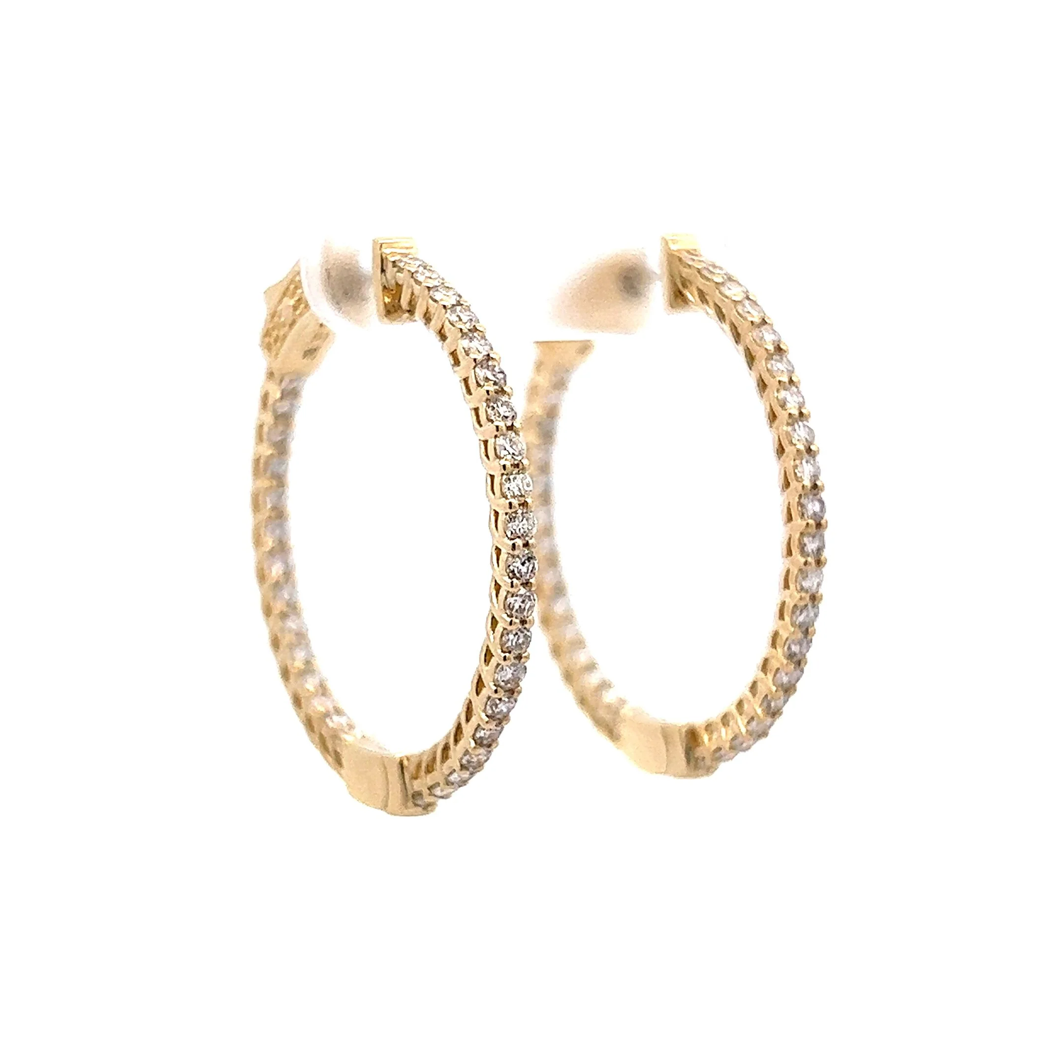 Inside Out Diamond Hoop Earrings in 14k Yellow Gold - Image 3