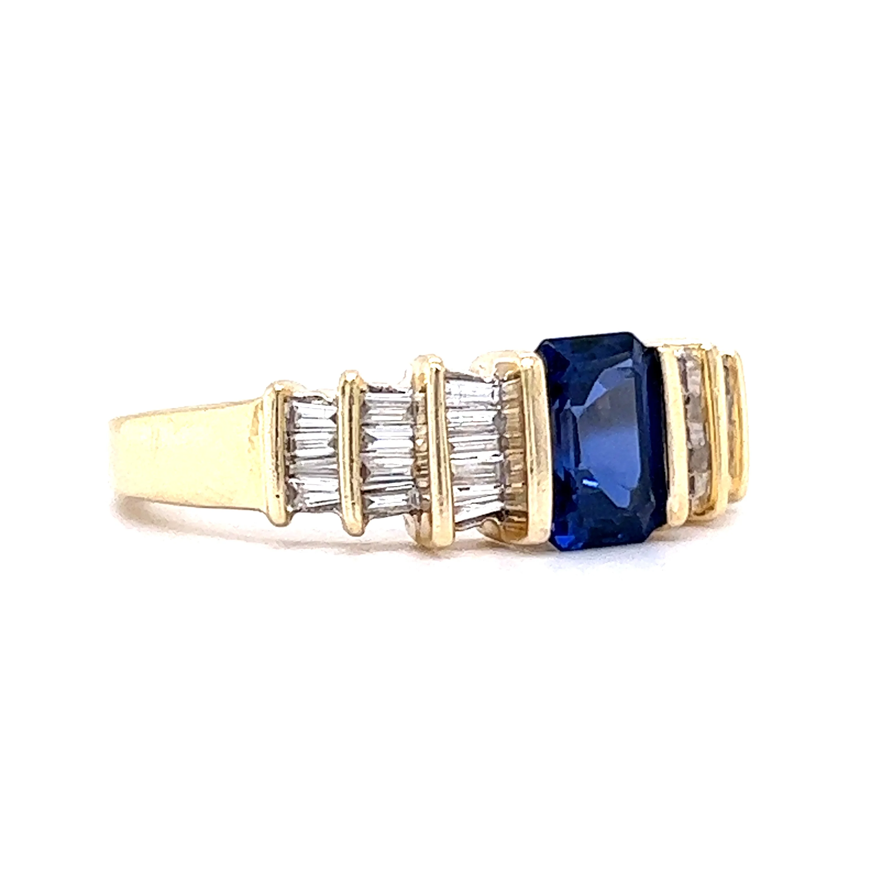 1.30 Emerald Cut Tanzanite Engagement Ring in 14k Yellow Gold - Image 3