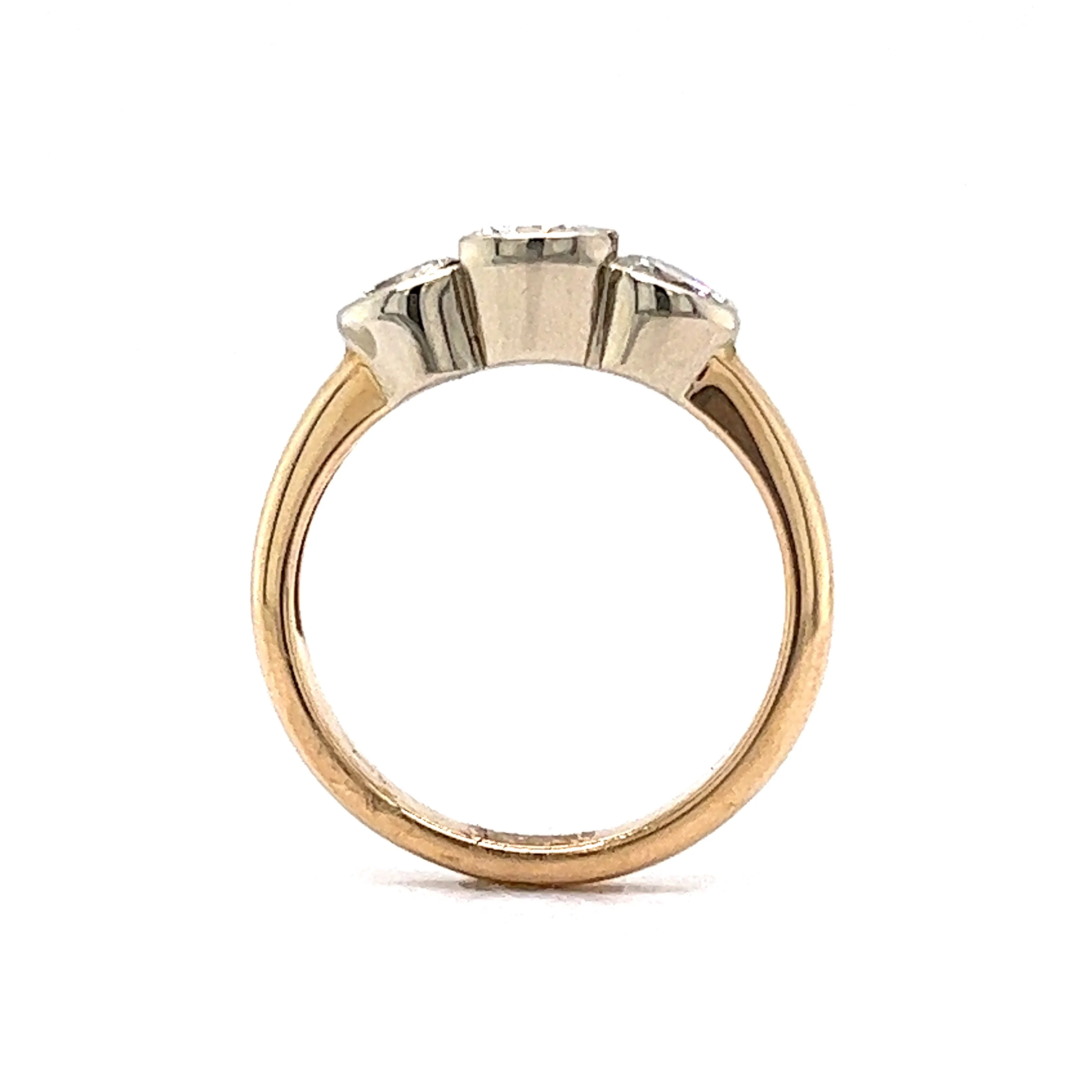 1.30 Three Stone Bezel Diamond Engagement Ring in 14k - Image 4