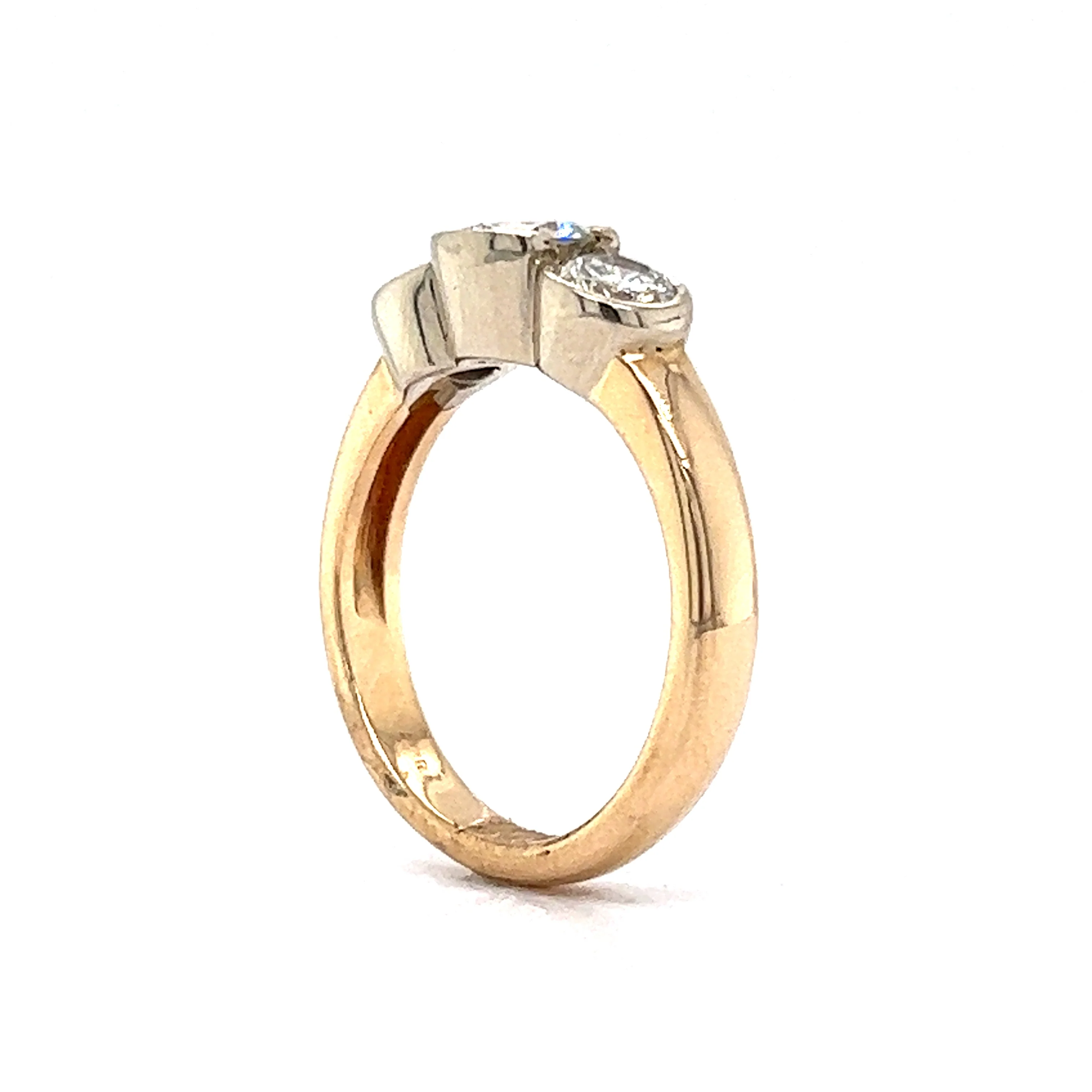 1.30 Three Stone Bezel Diamond Engagement Ring in 14k - Image 5