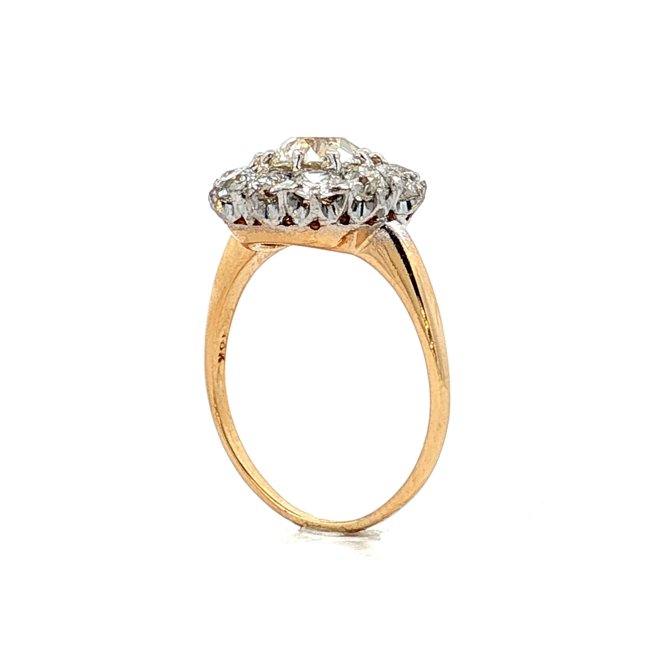 1.30 Victorian Old Mine Cut Diamond Engagement Ring 18k - Image 5