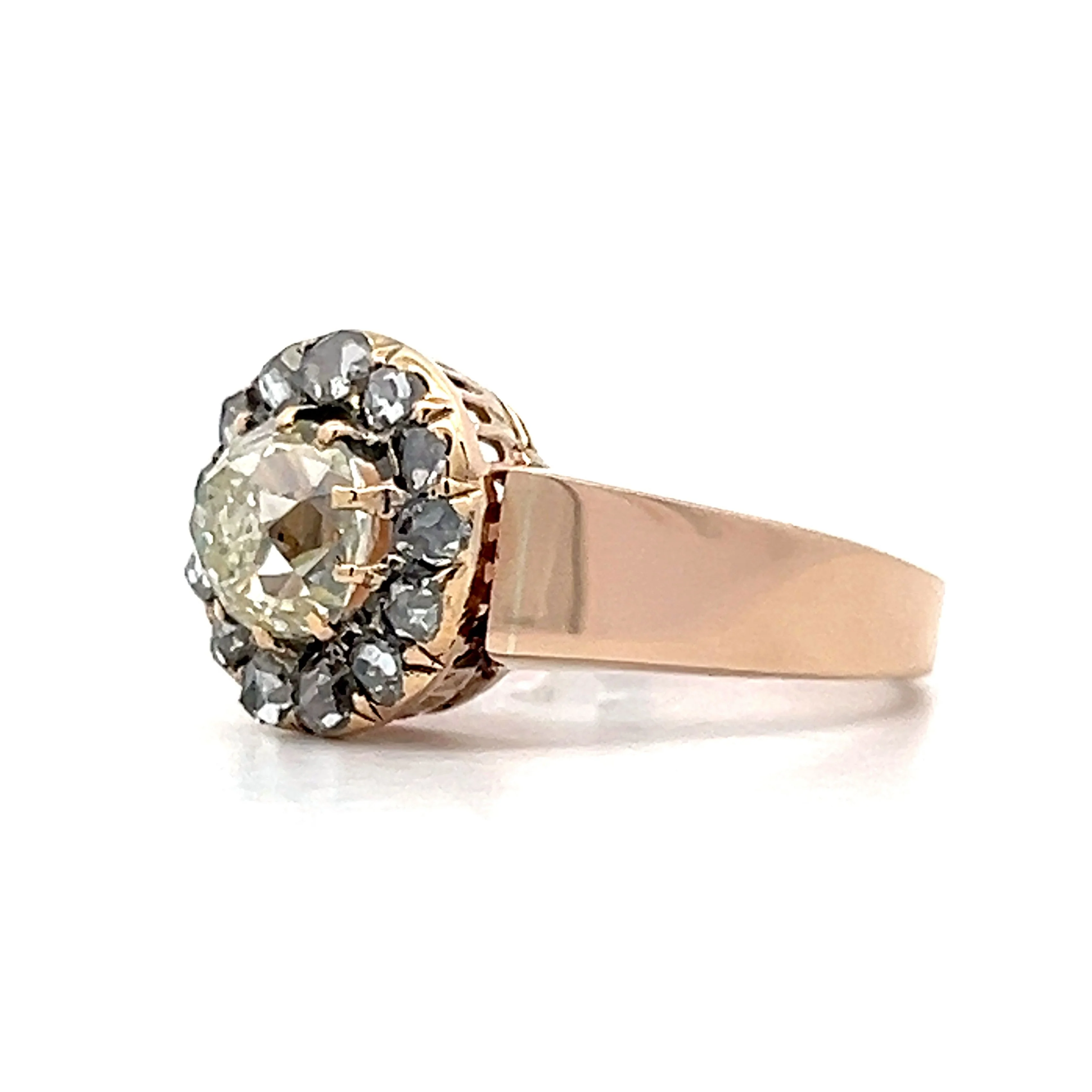 1.30 Vintage Victorian Halo Engagement Ring in Rose Gold - Image 2