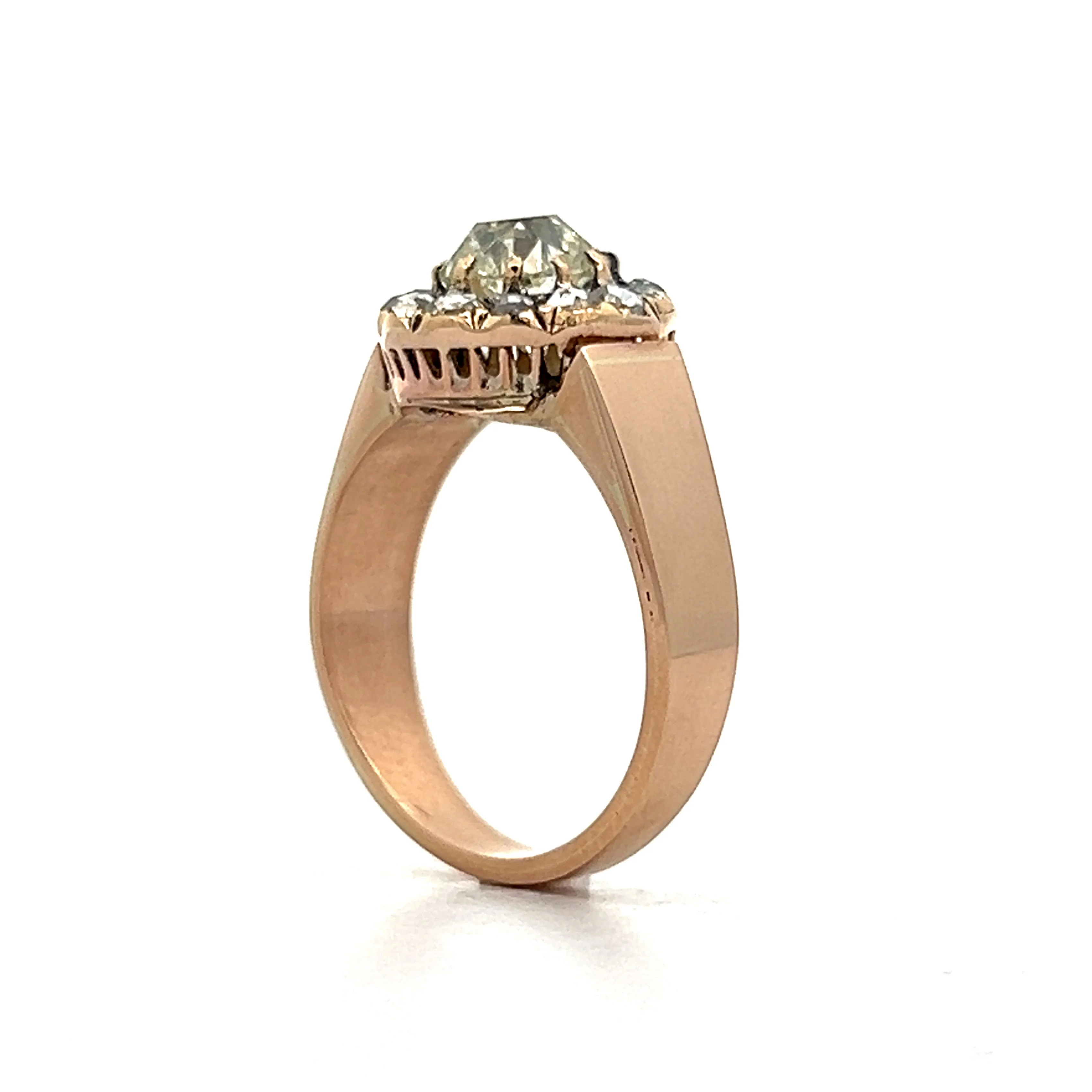 1.30 Vintage Victorian Halo Engagement Ring in Rose Gold - Image 5