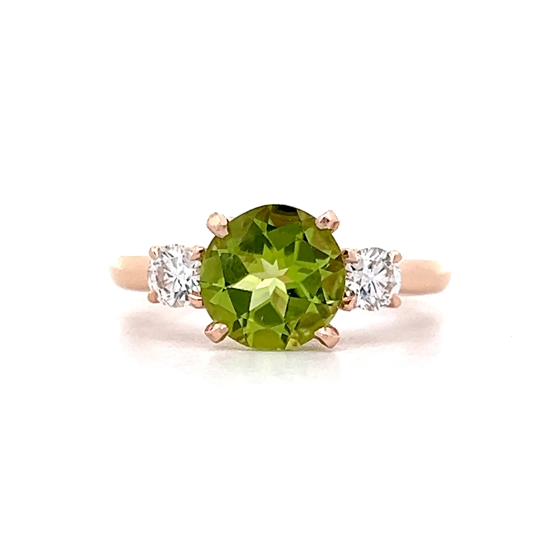 1.31 Peridot Engagement Ring in 18k Rose Gold