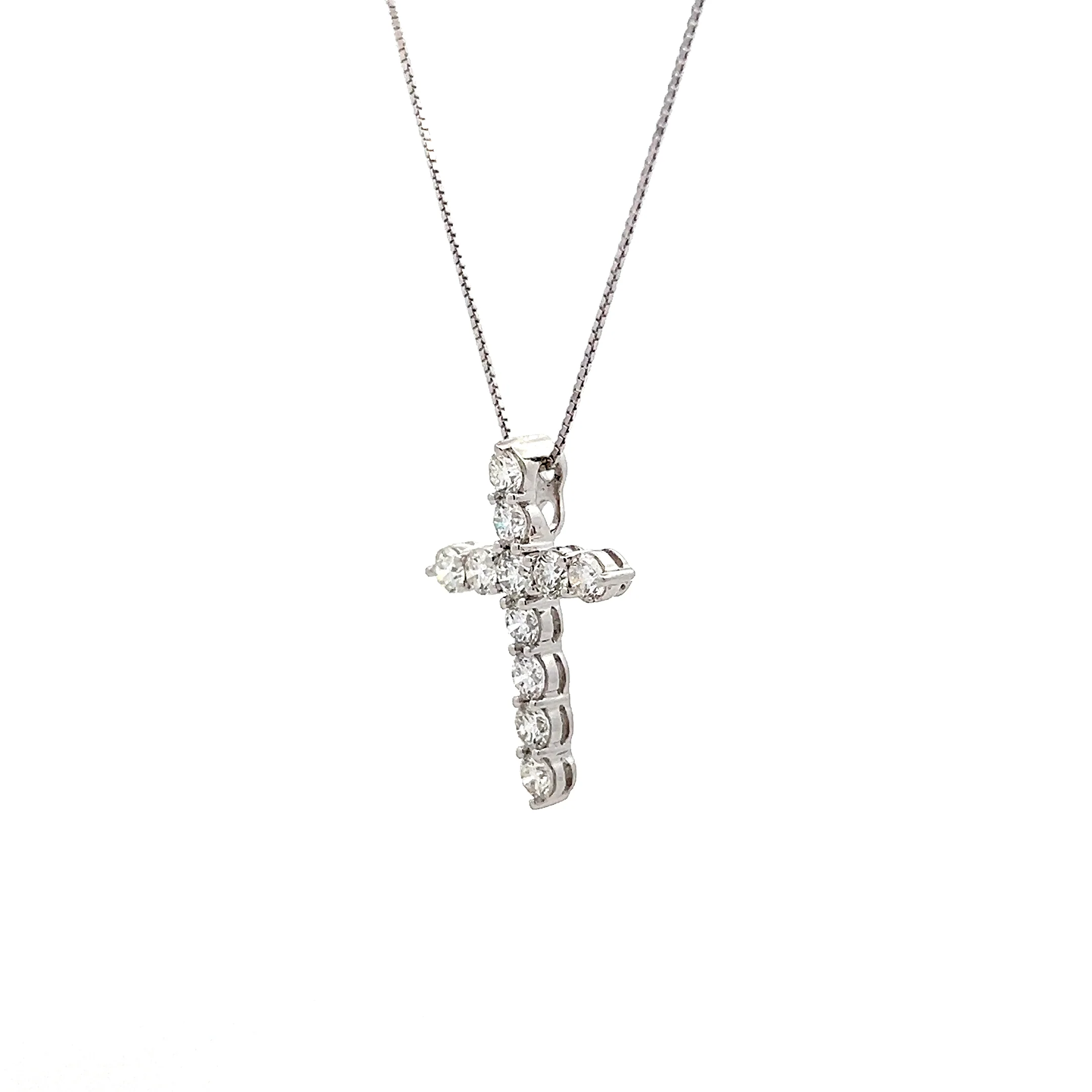 1.32 Diamond Cross Pendant Necklace in 18k - Image 2