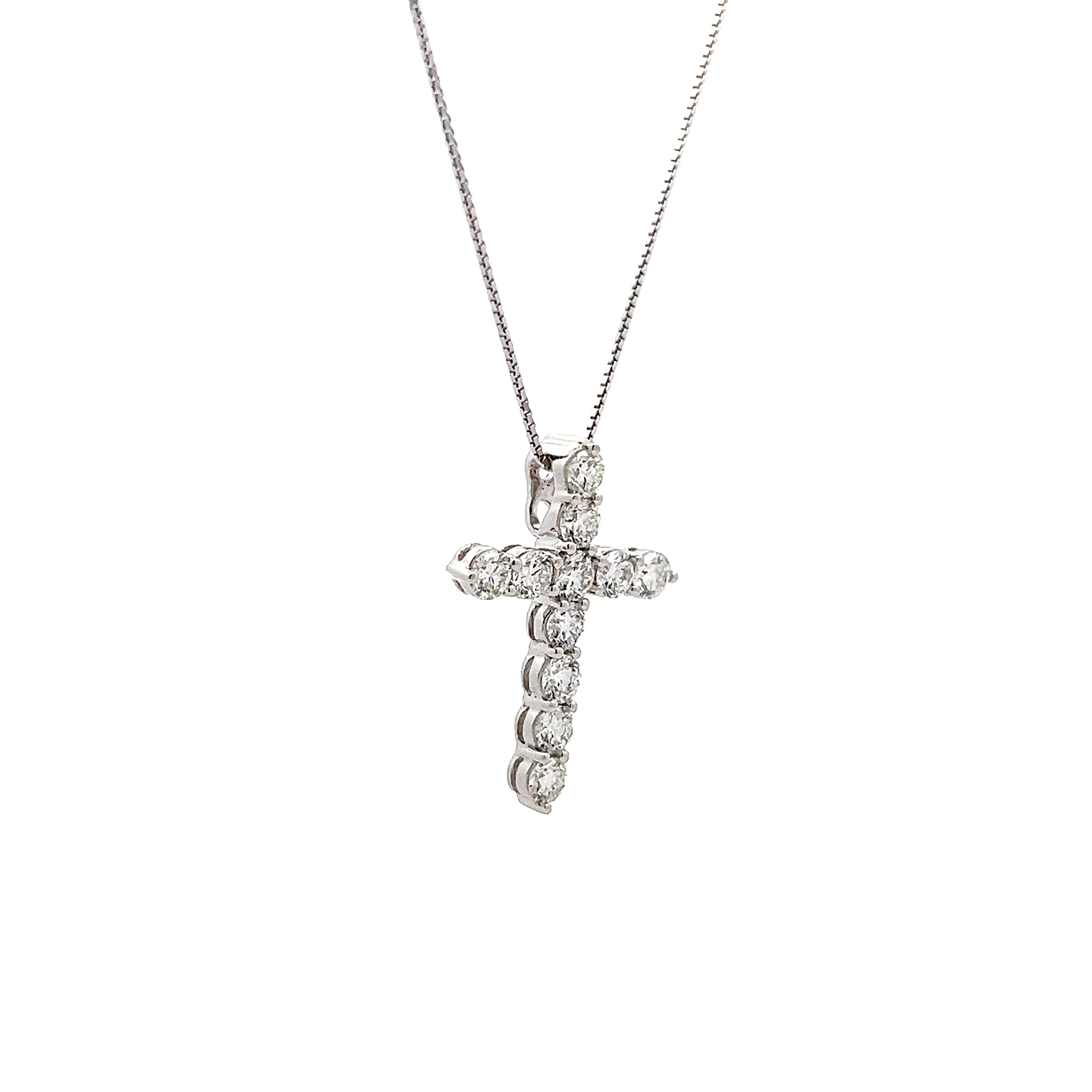 1.32 Diamond Cross Pendant Necklace in 18k - Image 3
