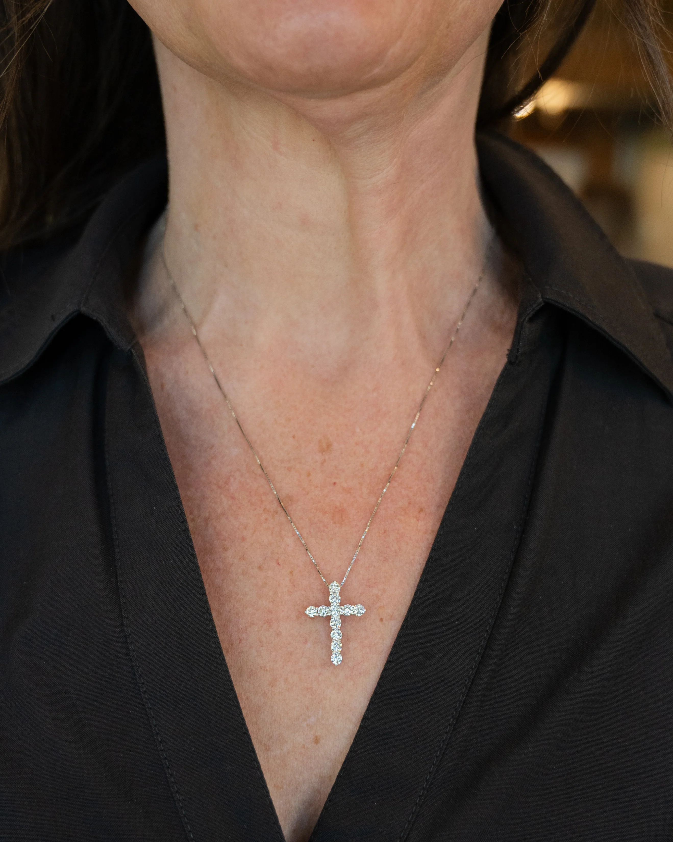 1.32 Diamond Cross Pendant Necklace in 18k - Image 6