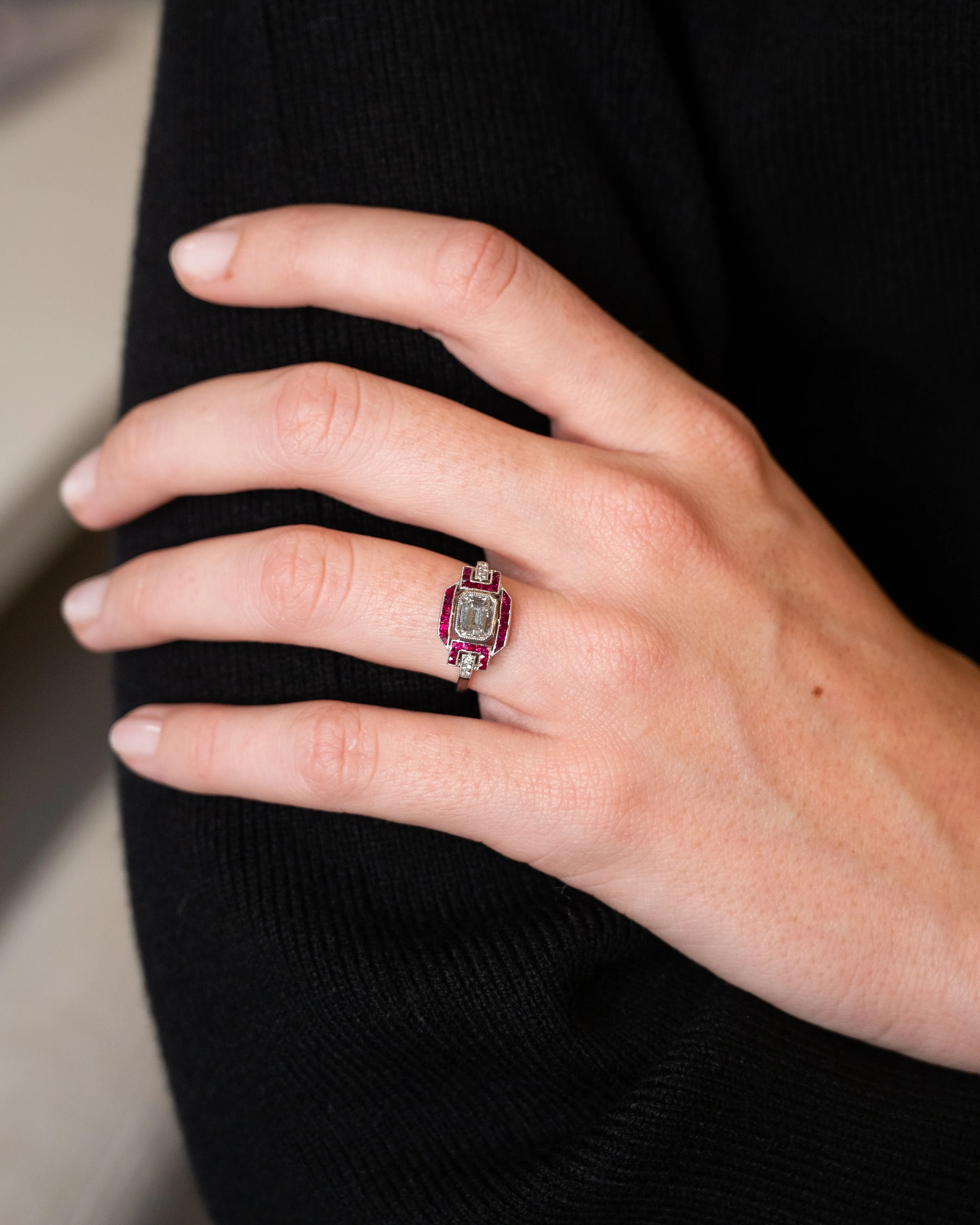 1.32 Emerald Cut Diamond Engagement Ring Platinum - Image 7