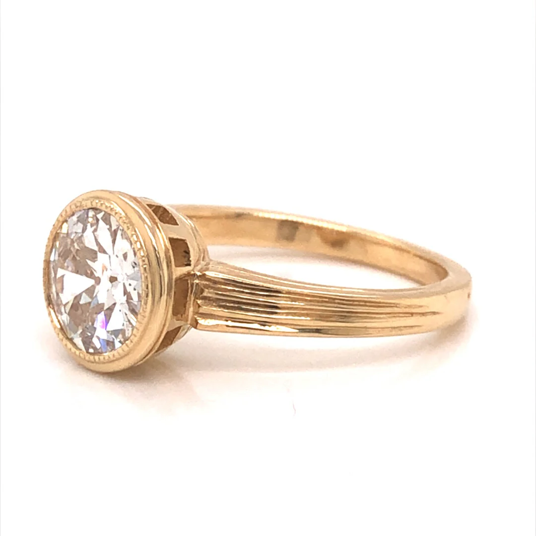 1.33 Bezel Set Diamond Engagement Ring in 14k Yellow Gold - Image 2