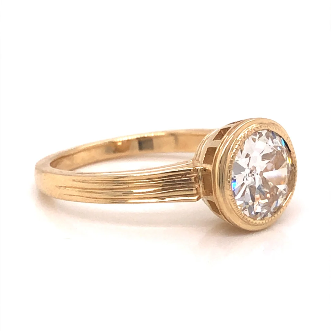 1.33 Bezel Set Diamond Engagement Ring in 14k Yellow Gold - Image 3