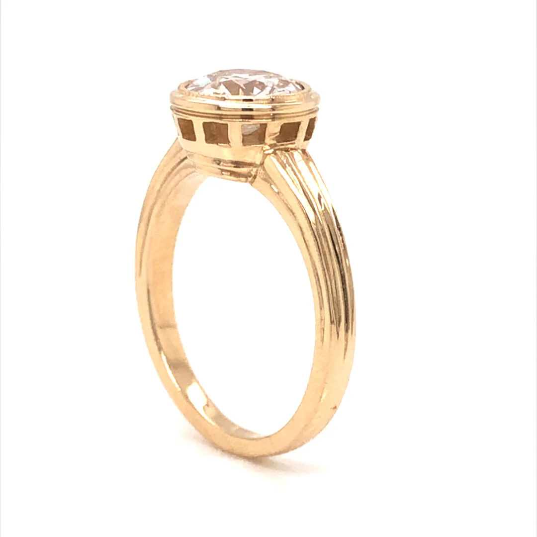 1.33 Bezel Set Diamond Engagement Ring in 14k Yellow Gold - Image 5