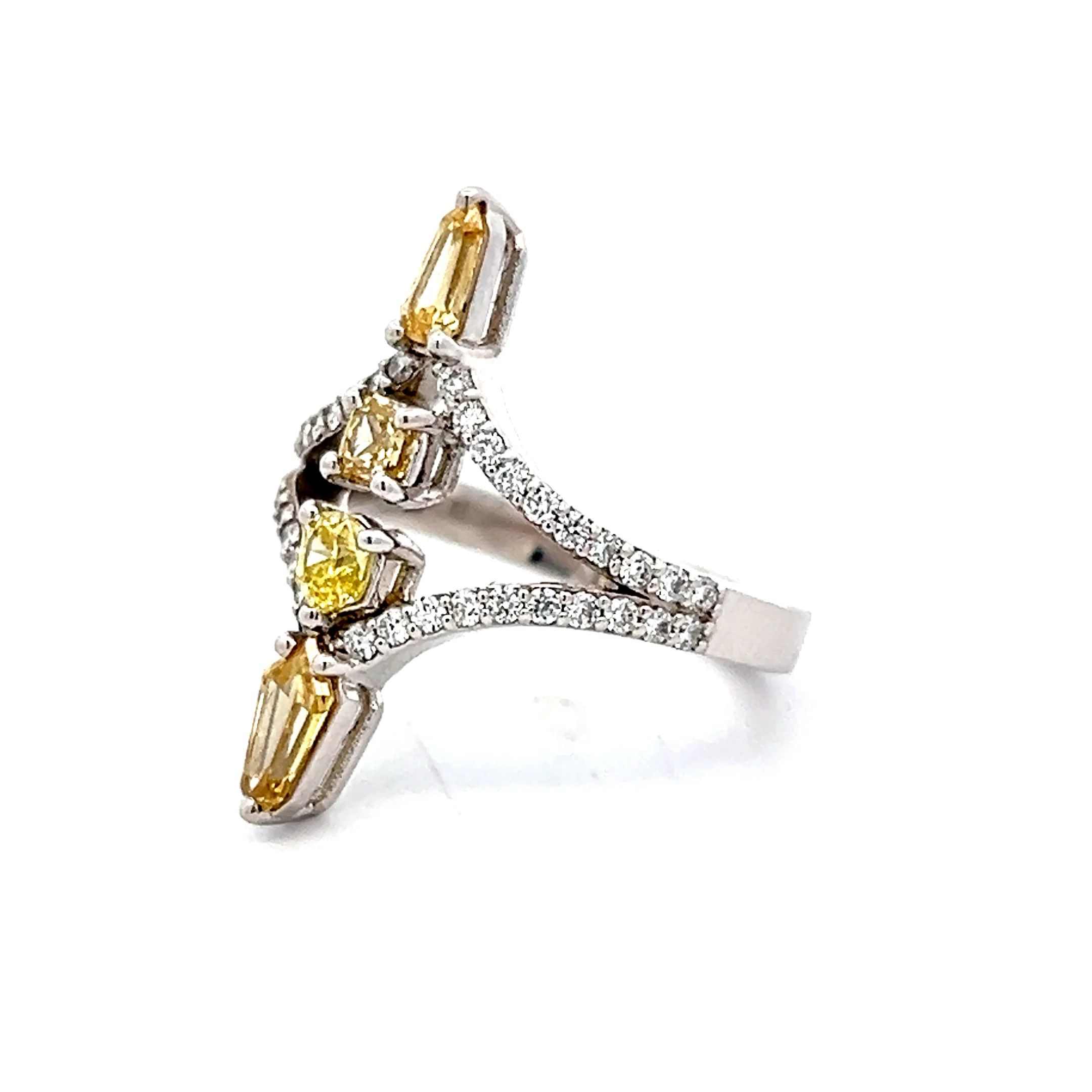 1.33 Mixed Diamond Cocktail Ring in 18k White Gold - Image 2
