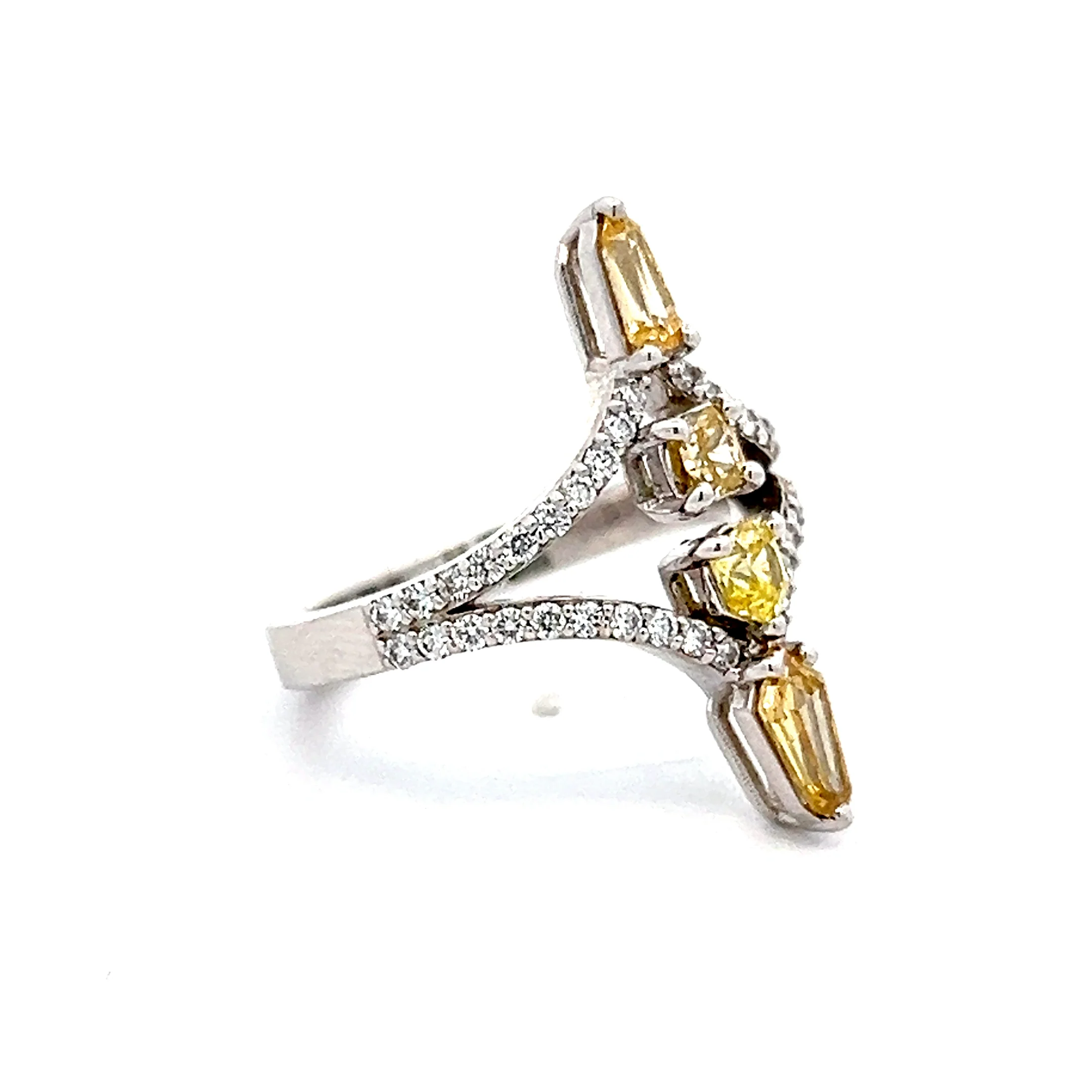 1.33 Mixed Diamond Cocktail Ring in 18k White Gold - Image 3