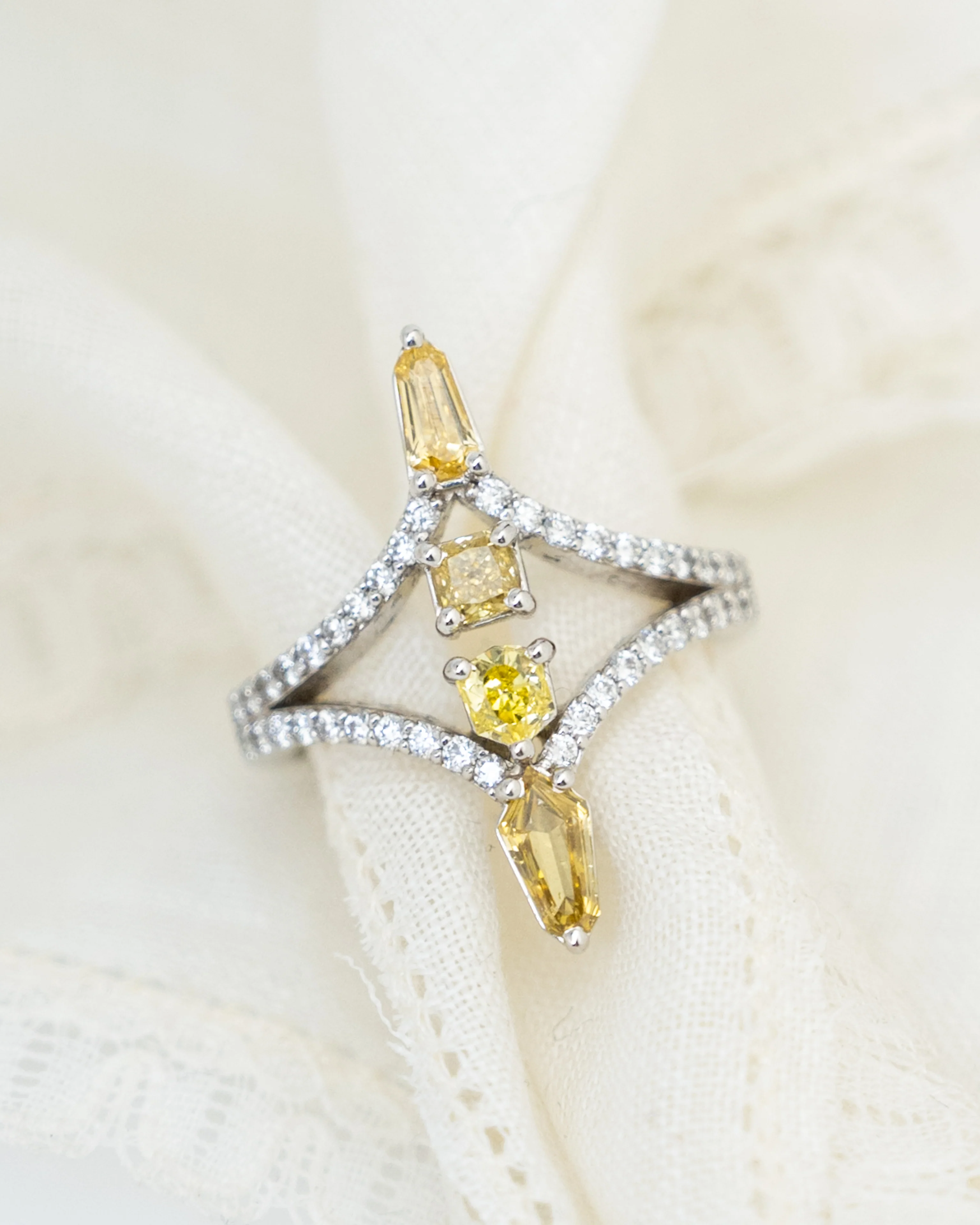 1.33 Mixed Diamond Cocktail Ring in 18k White Gold - Image 6