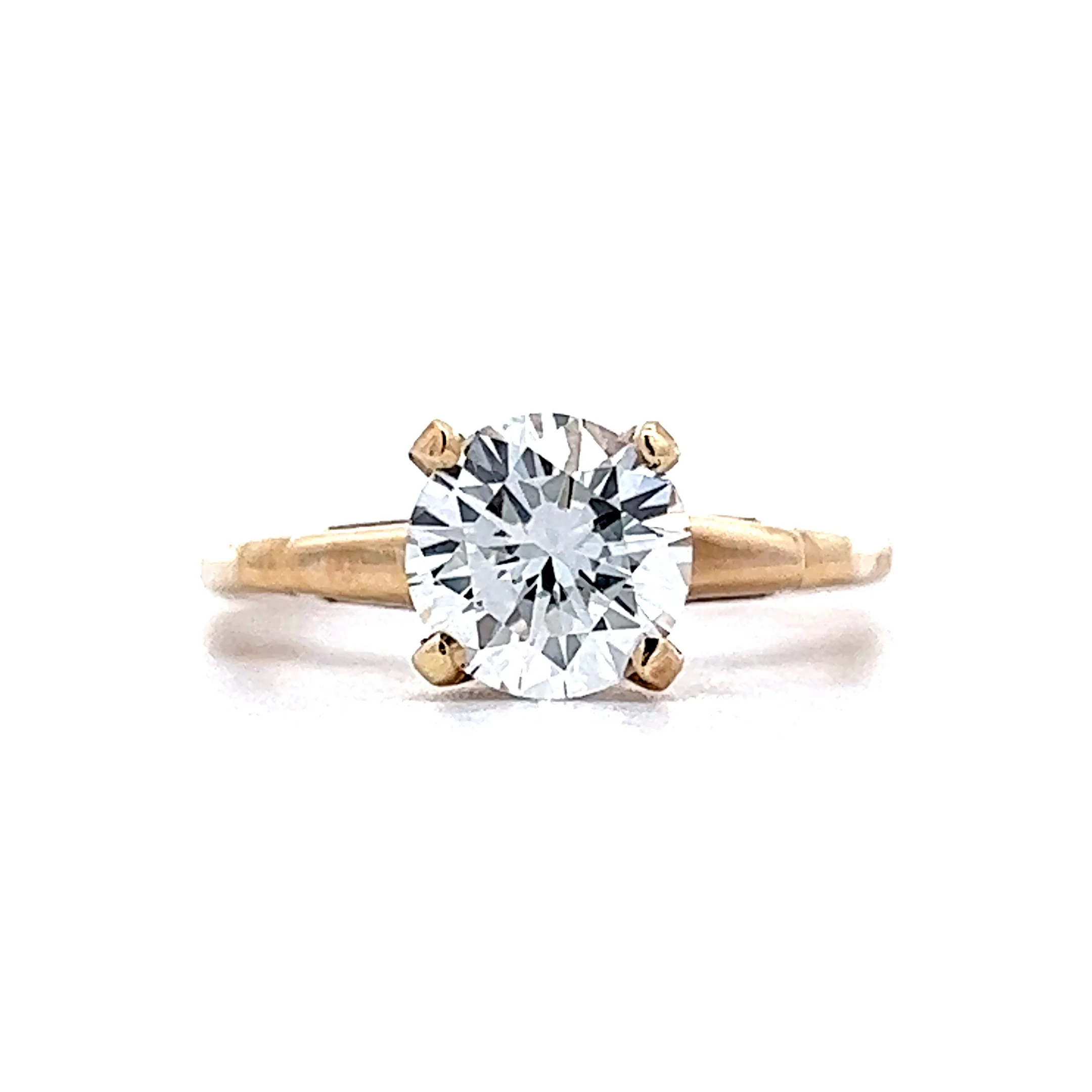 1.33 Round Solitaire Diamond Engagement Ring in 14k Yellow Gold