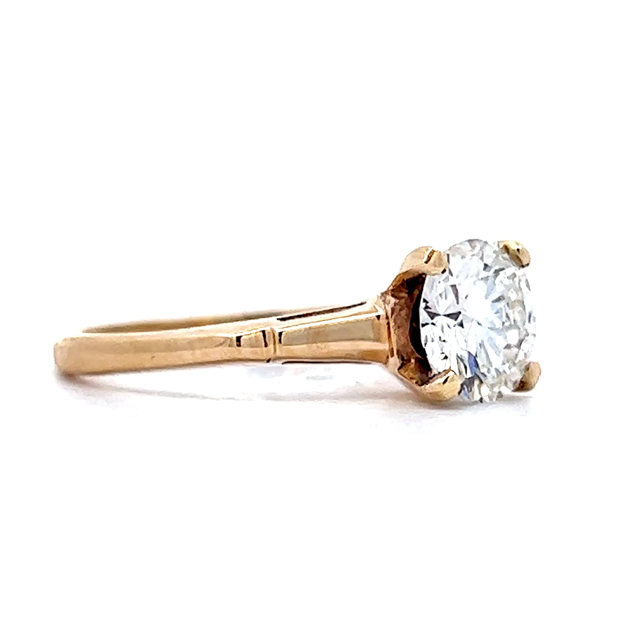 1.33 Round Solitaire Diamond Engagement Ring in 14k Yellow Gold - Image 3