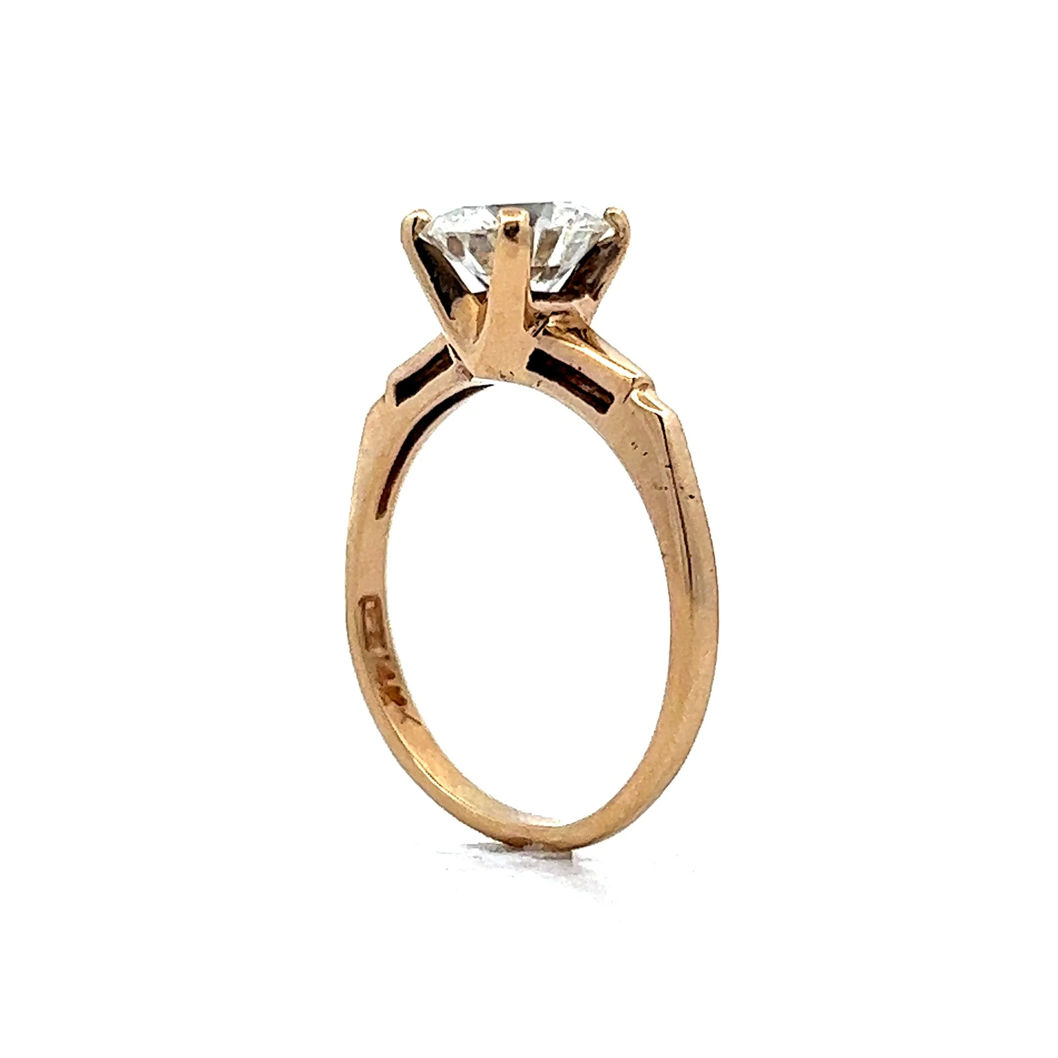1.33 Round Solitaire Diamond Engagement Ring in 14k Yellow Gold - Image 5