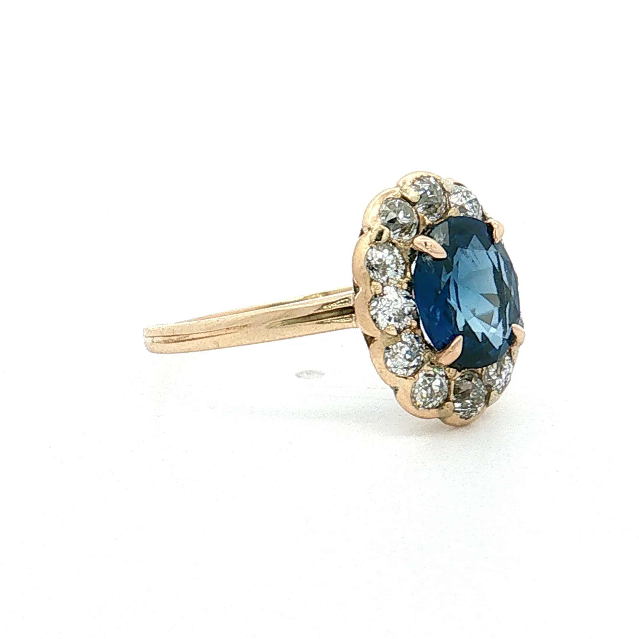1.33 Victorian Blue Sapphire Halo Engagement Ring 14k - Image 3