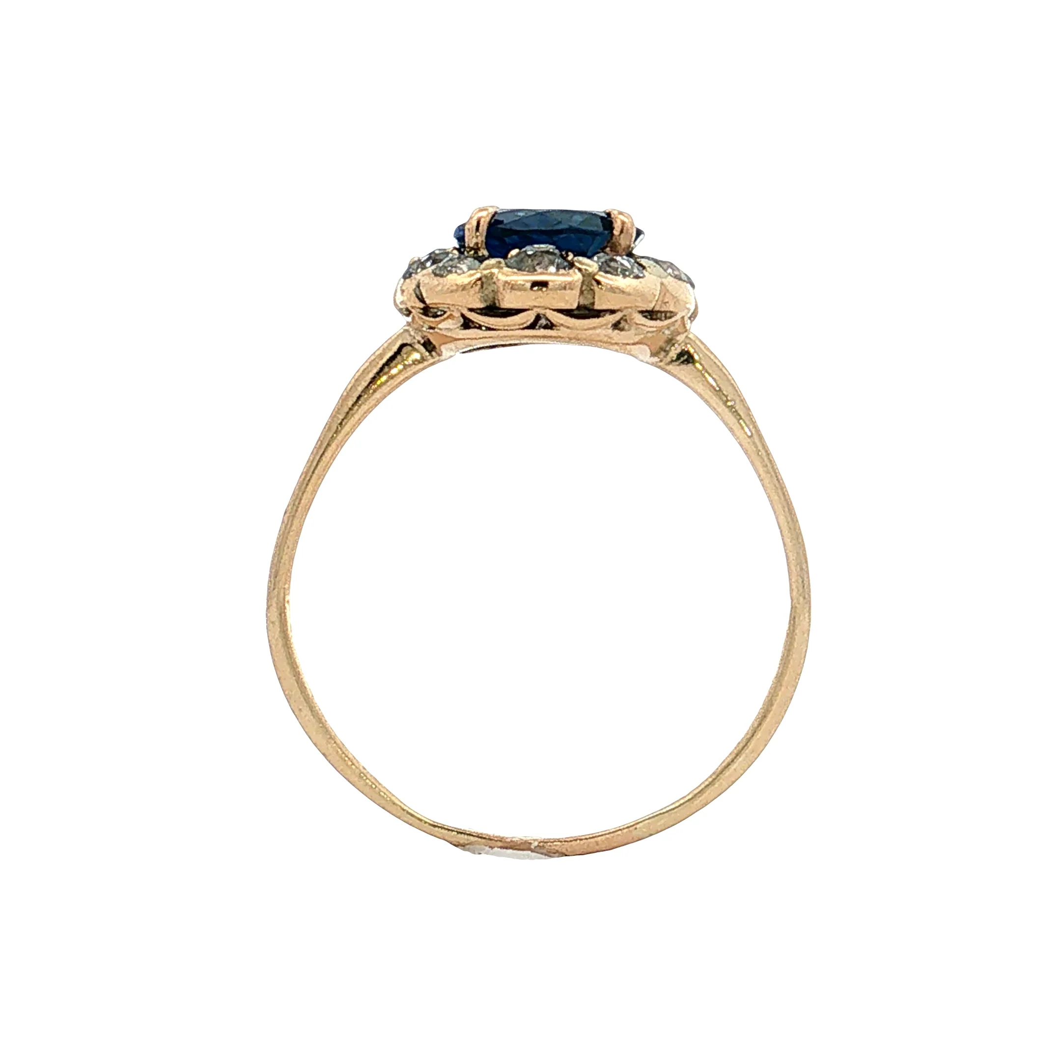 1.33 Victorian Blue Sapphire Halo Engagement Ring 14k - Image 4