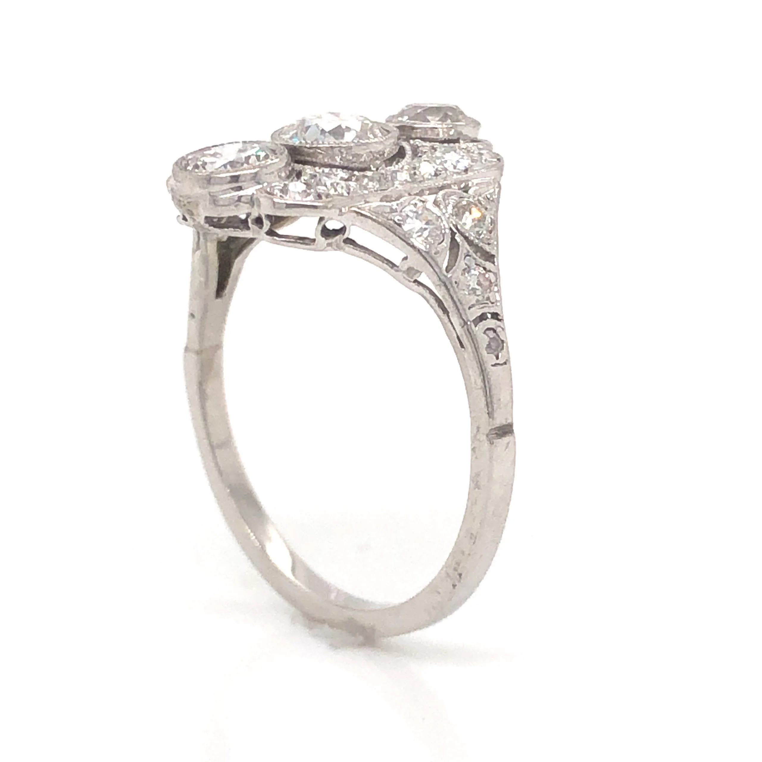 1.34 Art Deco Diamond Cocktail Ring in Platinum - Image 4