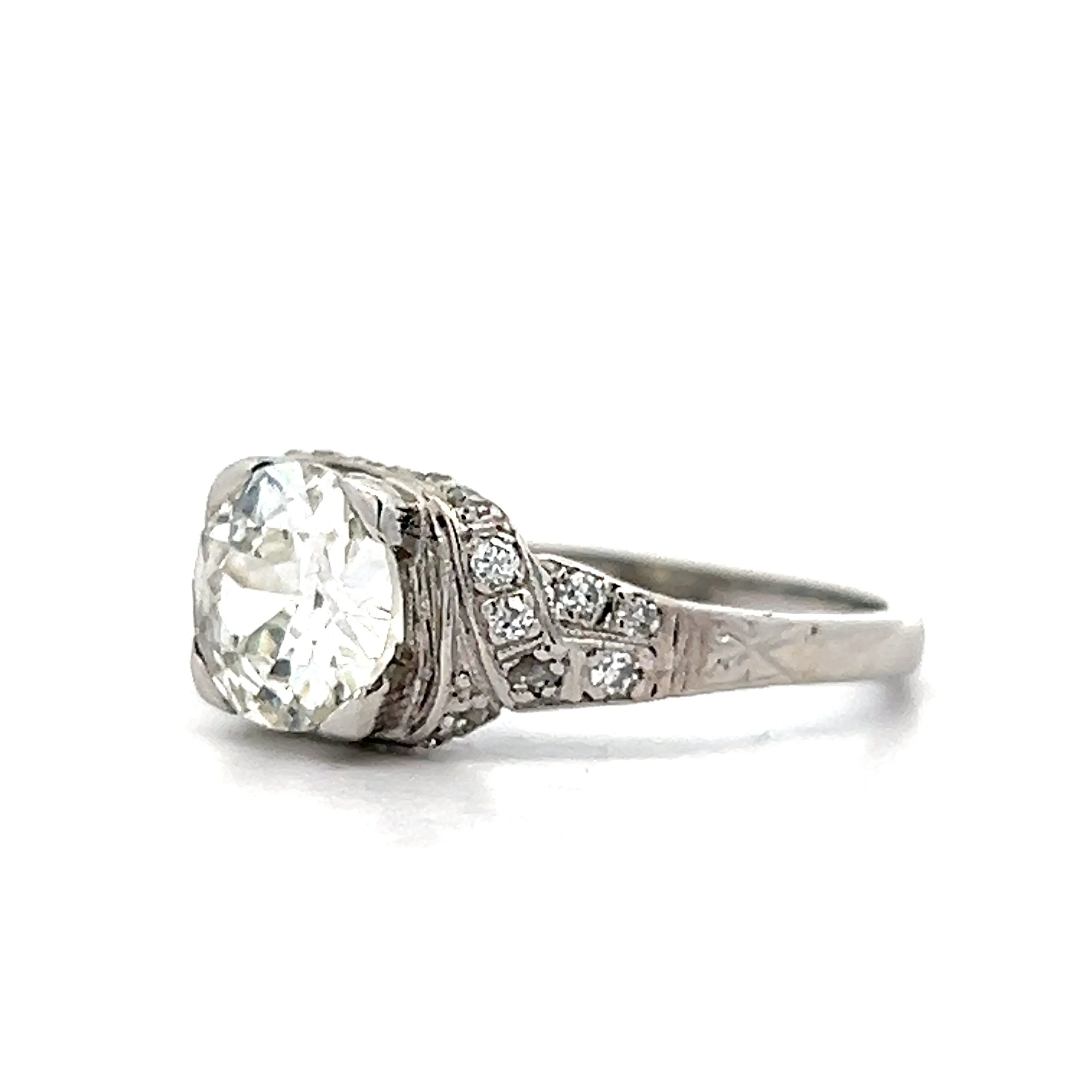 1.35 Art Deco Euro Diamond Engagement Ring in Platinum - Image 2