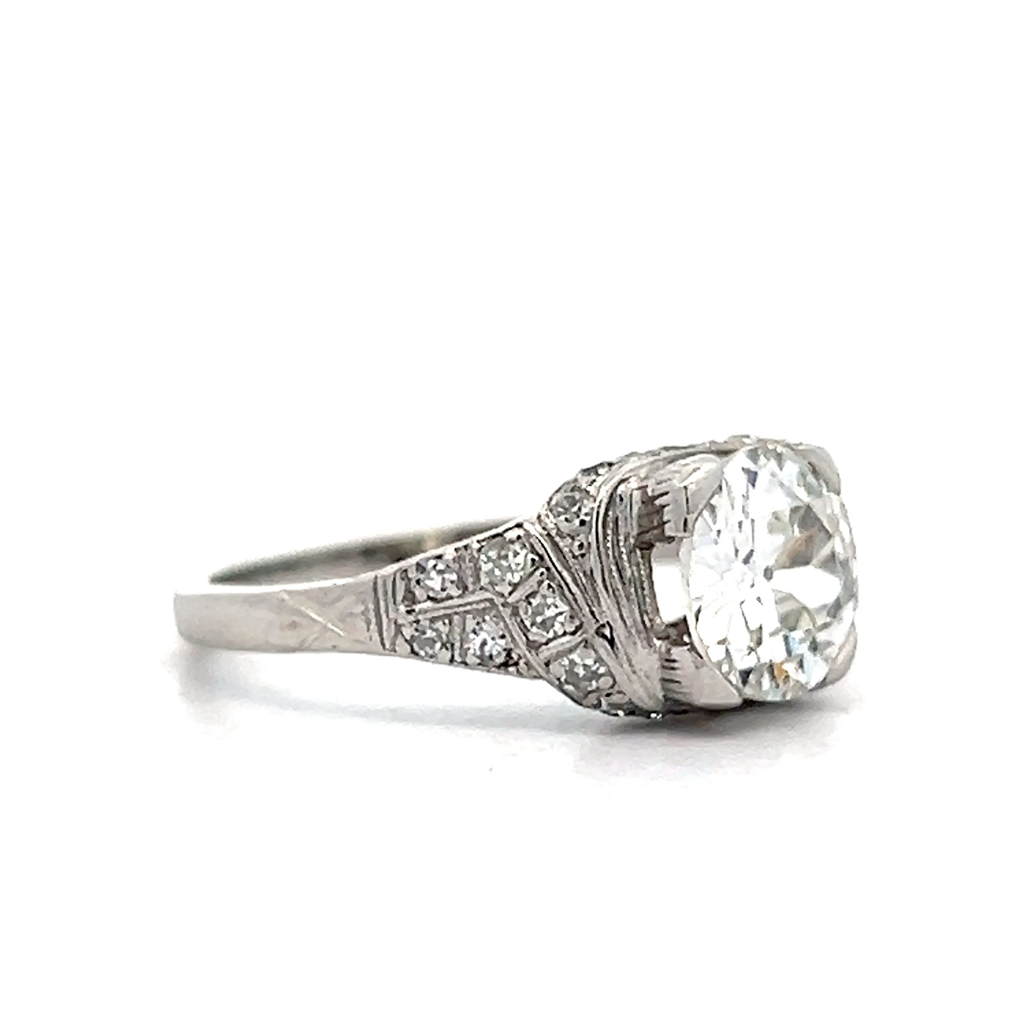 1.35 Art Deco Euro Diamond Engagement Ring in Platinum - Image 3