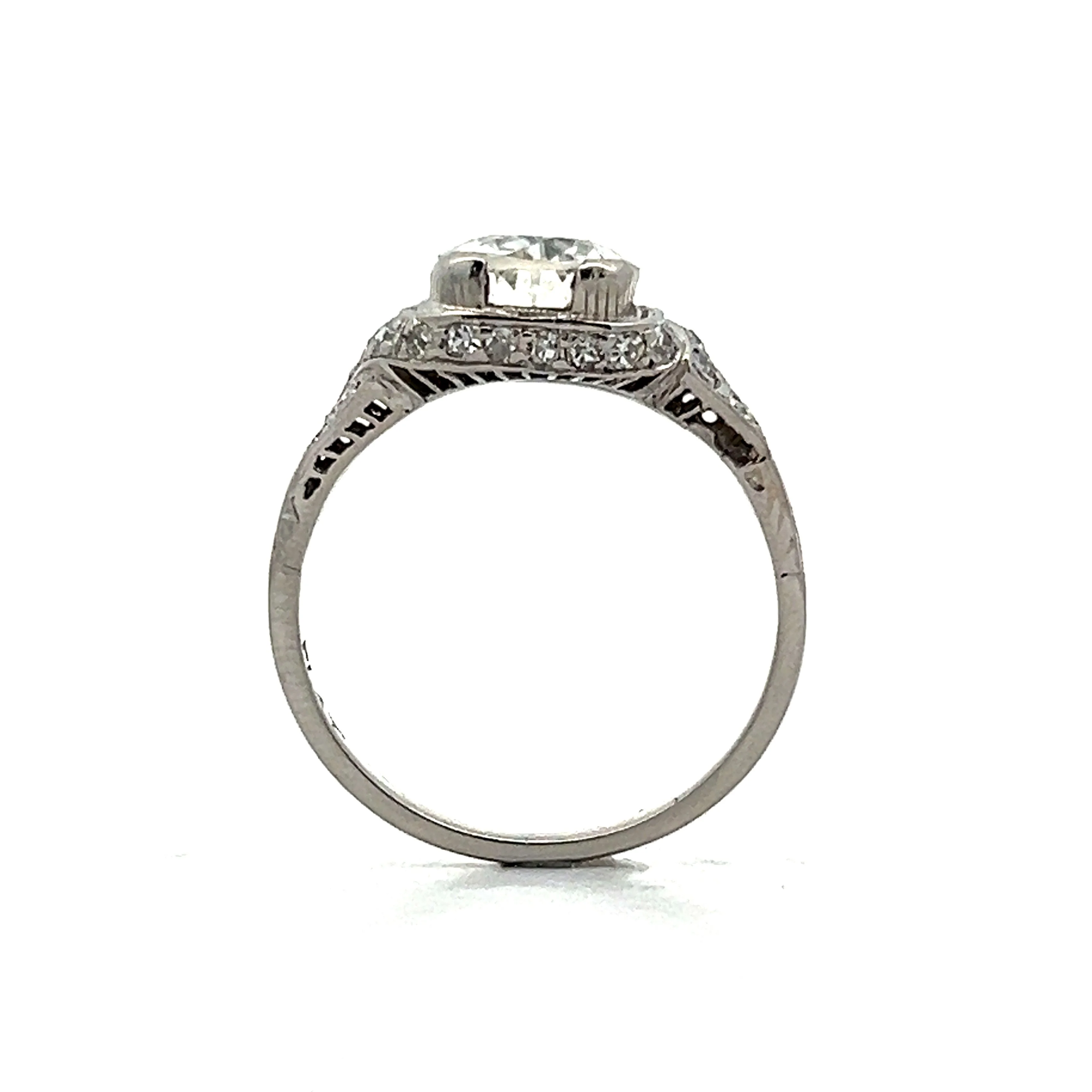 1.35 Art Deco Euro Diamond Engagement Ring in Platinum - Image 4
