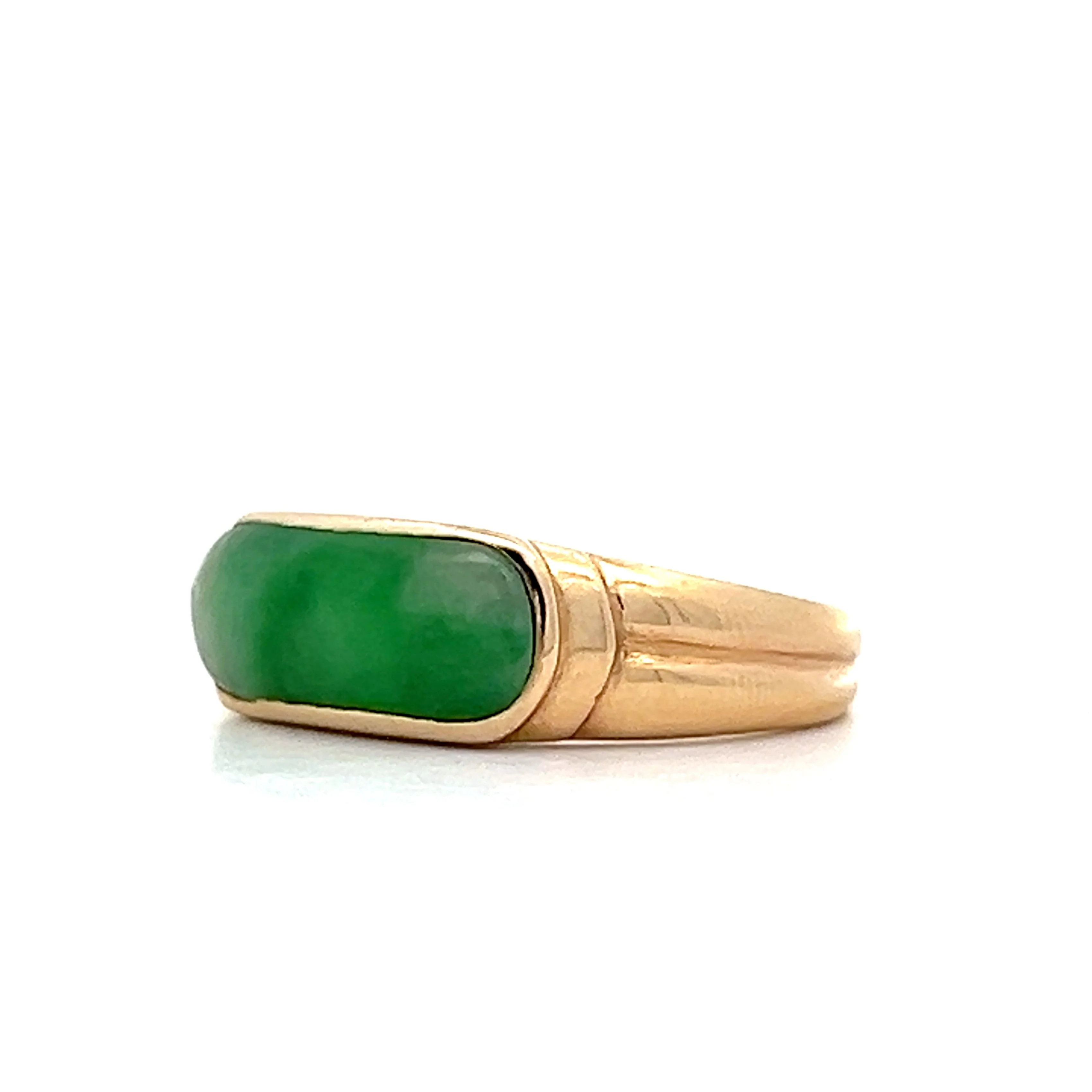 1.35 Cabochon Jade Saddleback Cocktail Ring in 14k - Image 2