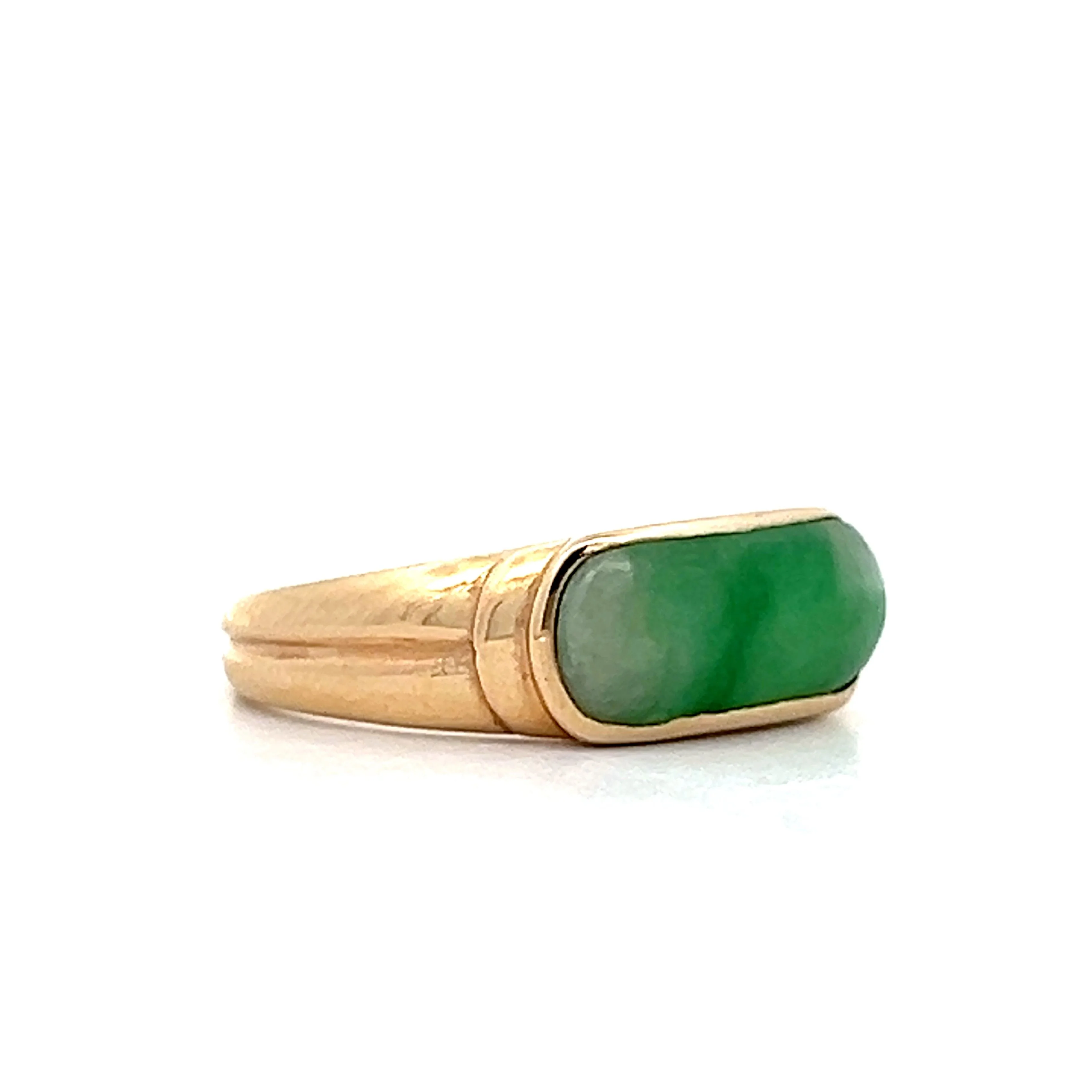 1.35 Cabochon Jade Saddleback Cocktail Ring in 14k - Image 3