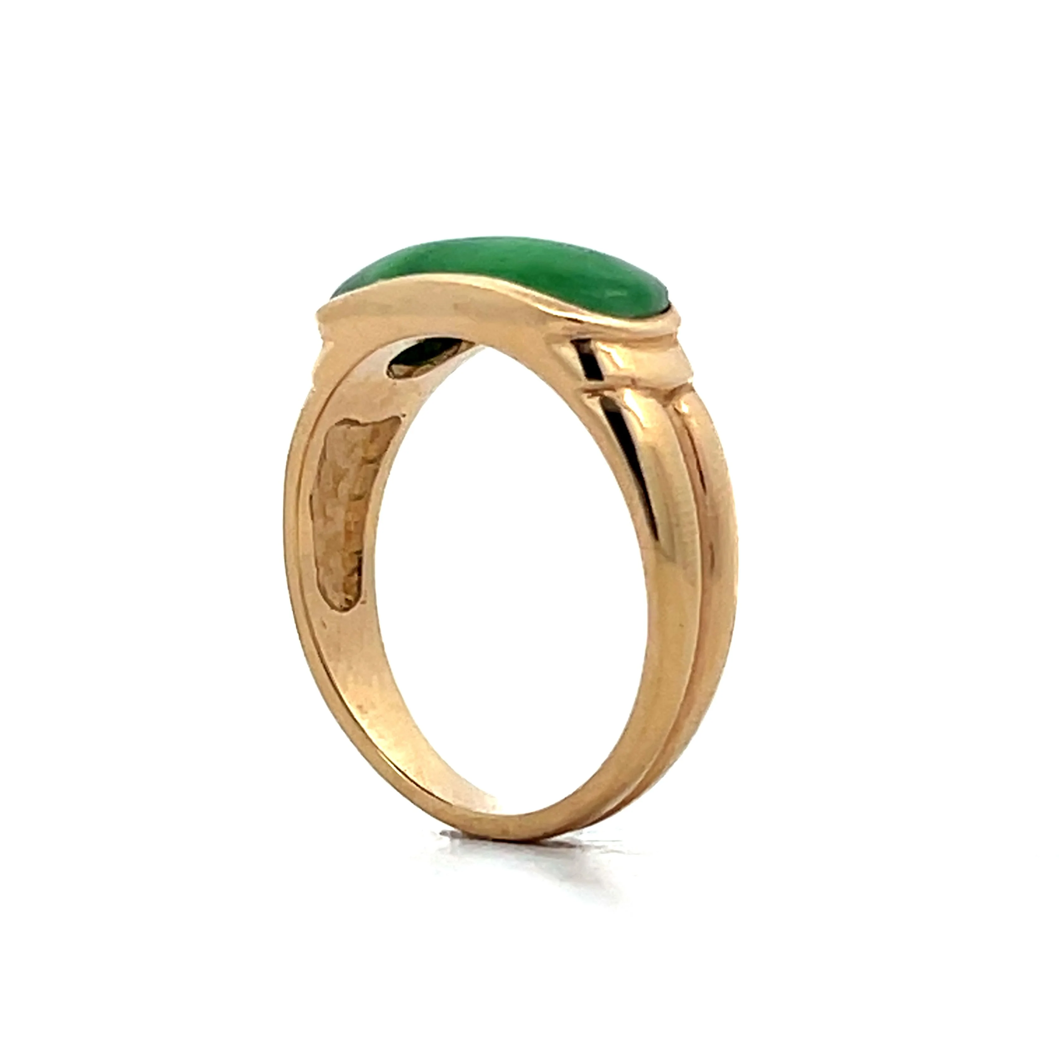 1.35 Cabochon Jade Saddleback Cocktail Ring in 14k - Image 5
