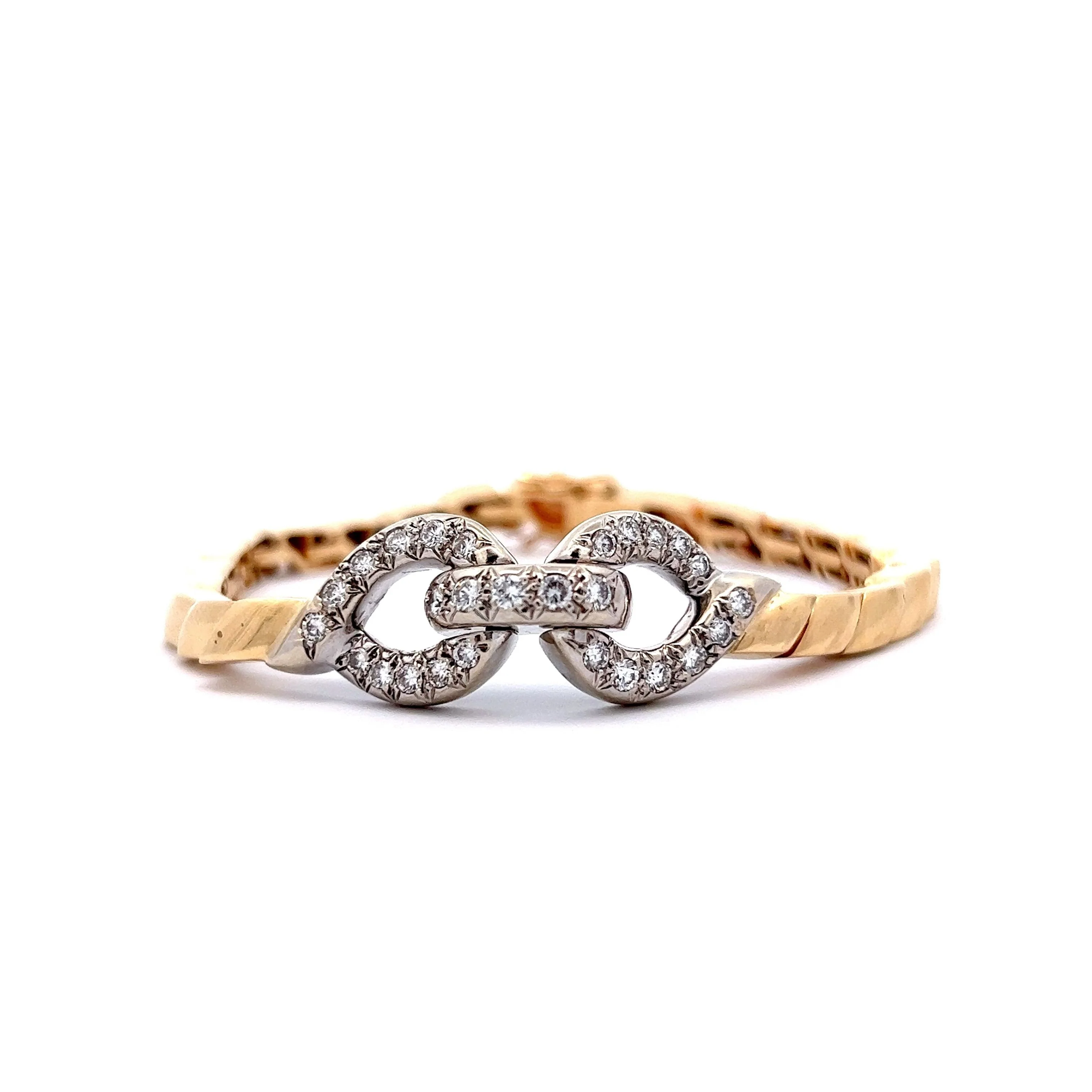 1.35 Diamond Knot Bracelet in 14k Yellow & White Gold