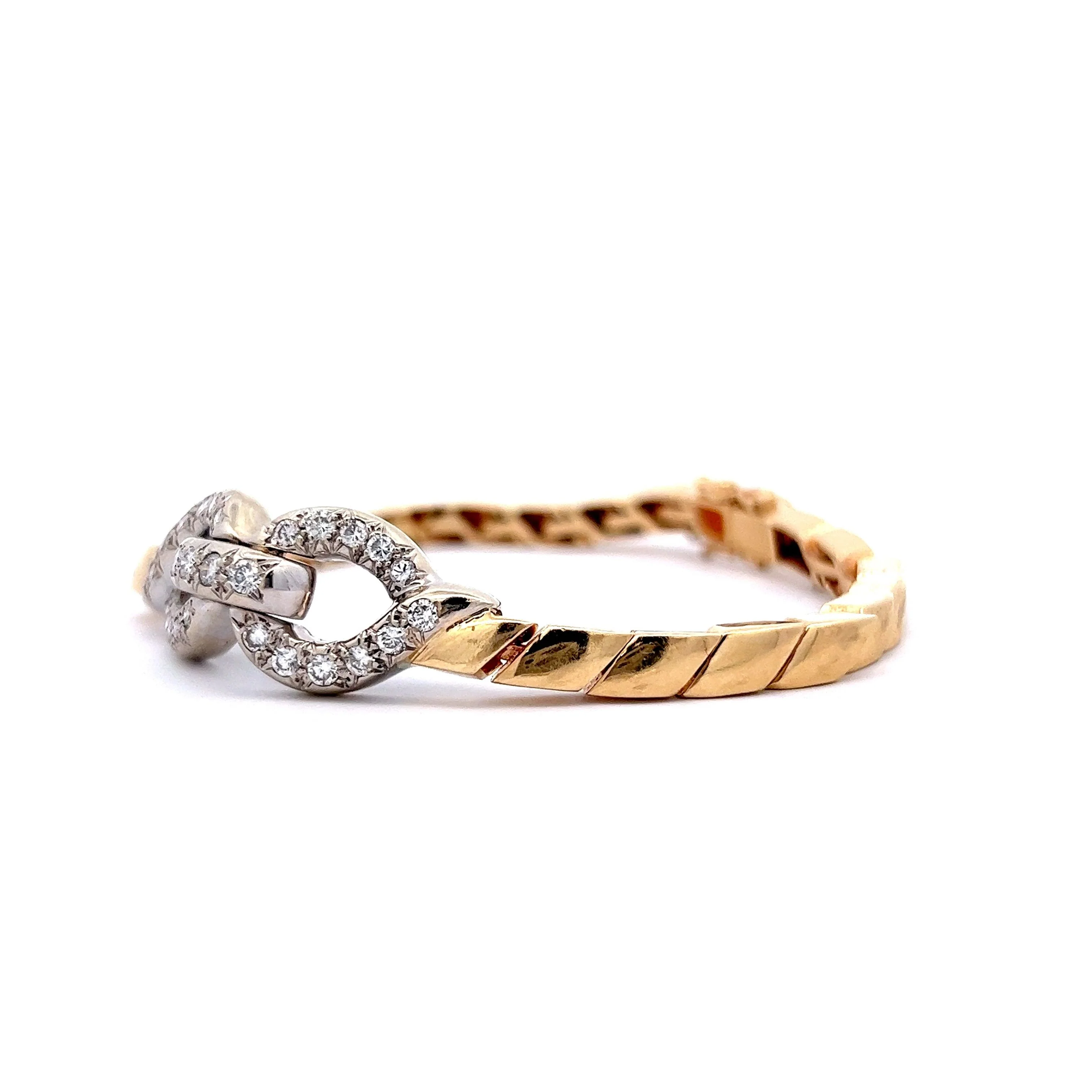1.35 Diamond Knot Bracelet in 14k Yellow & White Gold - Image 2