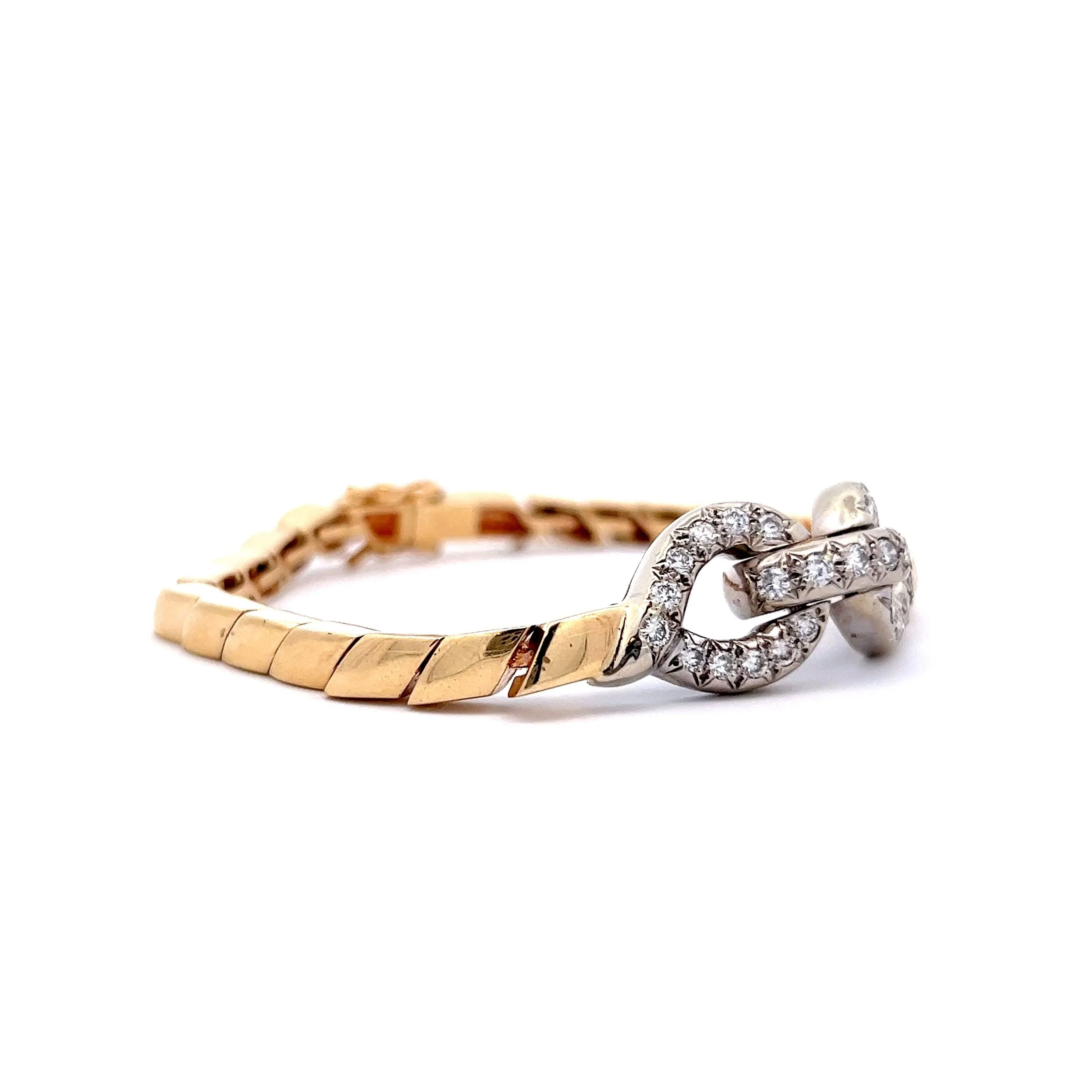 1.35 Diamond Knot Bracelet in 14k Yellow & White Gold - Image 3