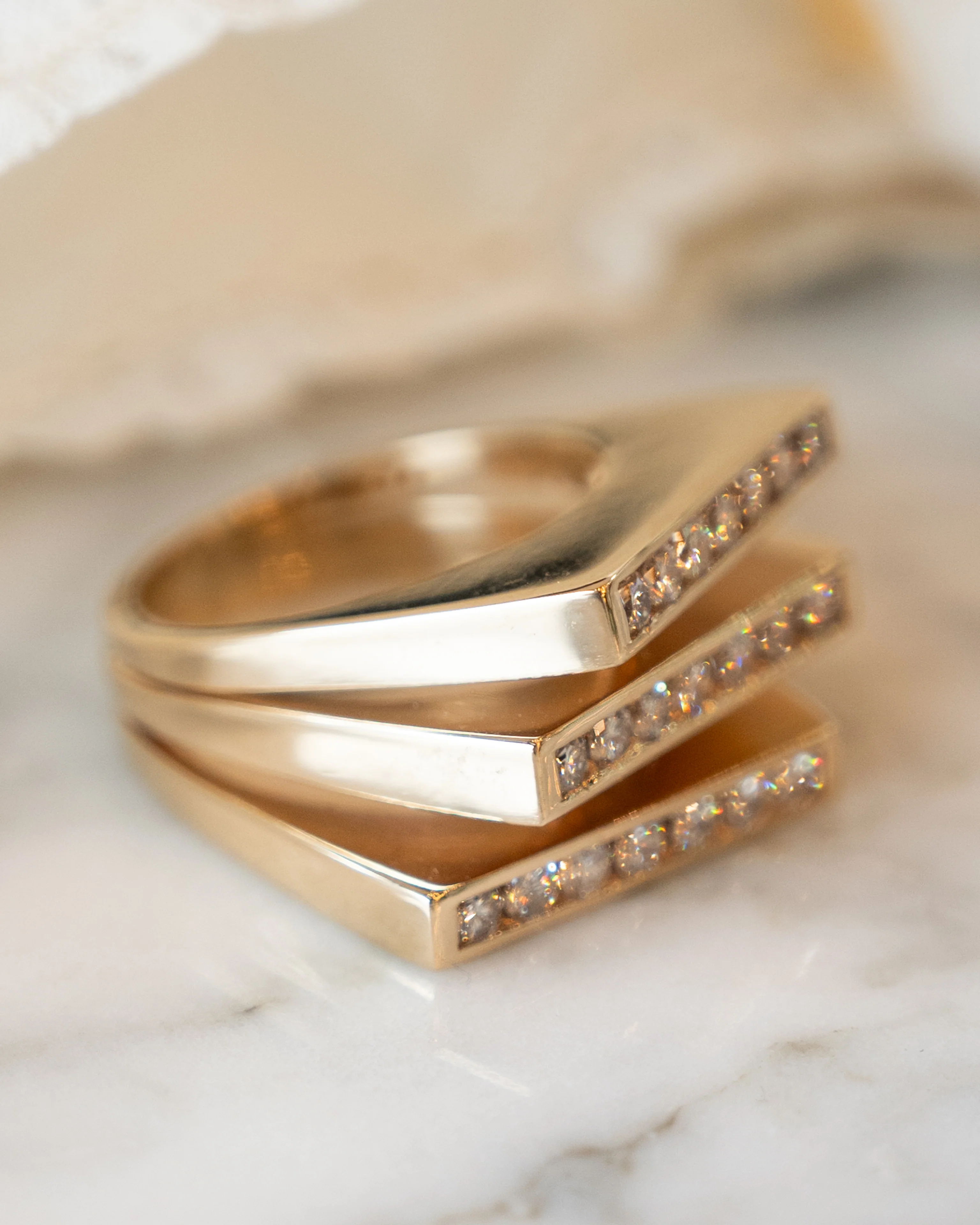 1.36 Diamond Stacking Cocktail Ring in 14k Yellow Gold - Image 7
