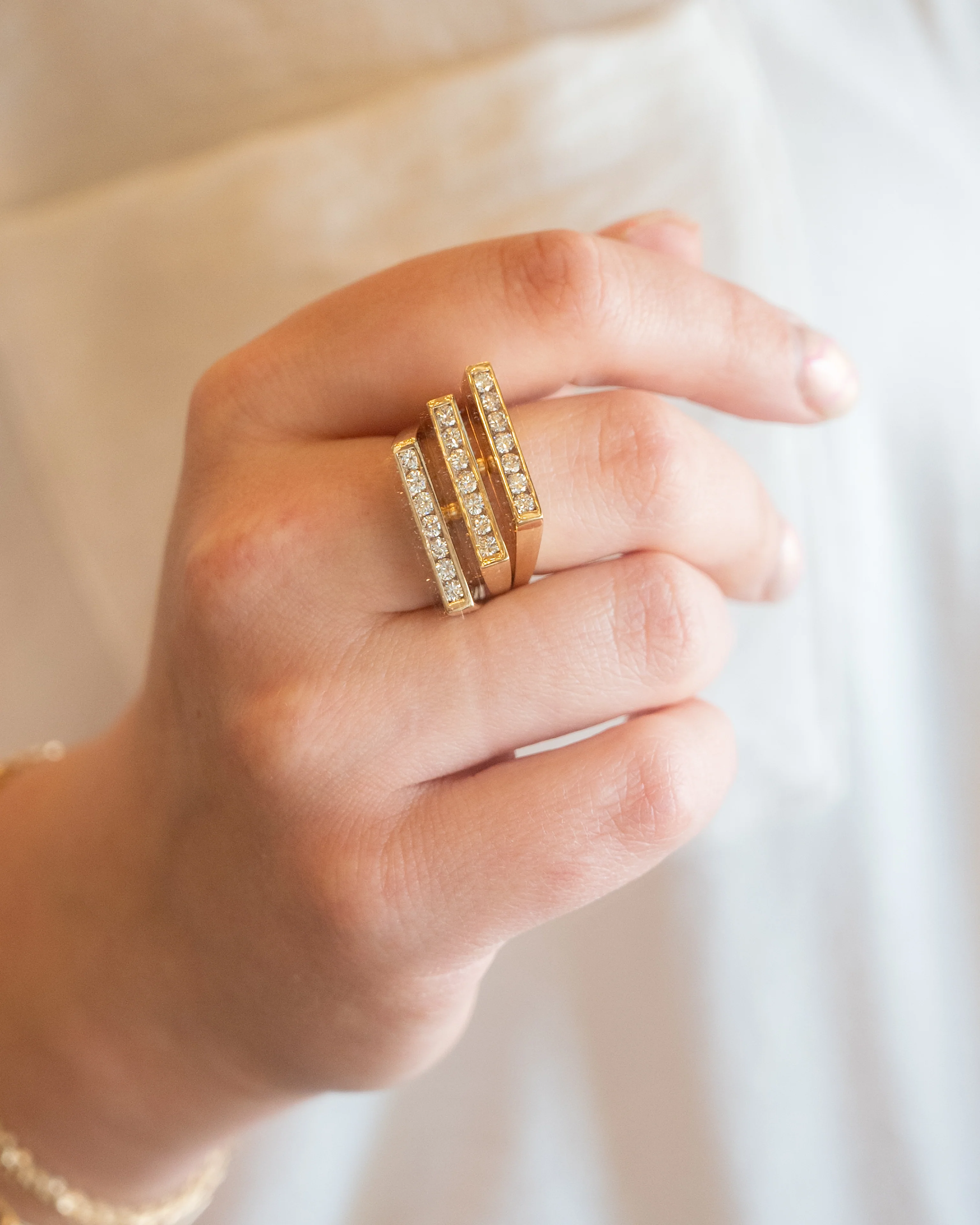 1.36 Diamond Stacking Cocktail Ring in 14k Yellow Gold - Image 8