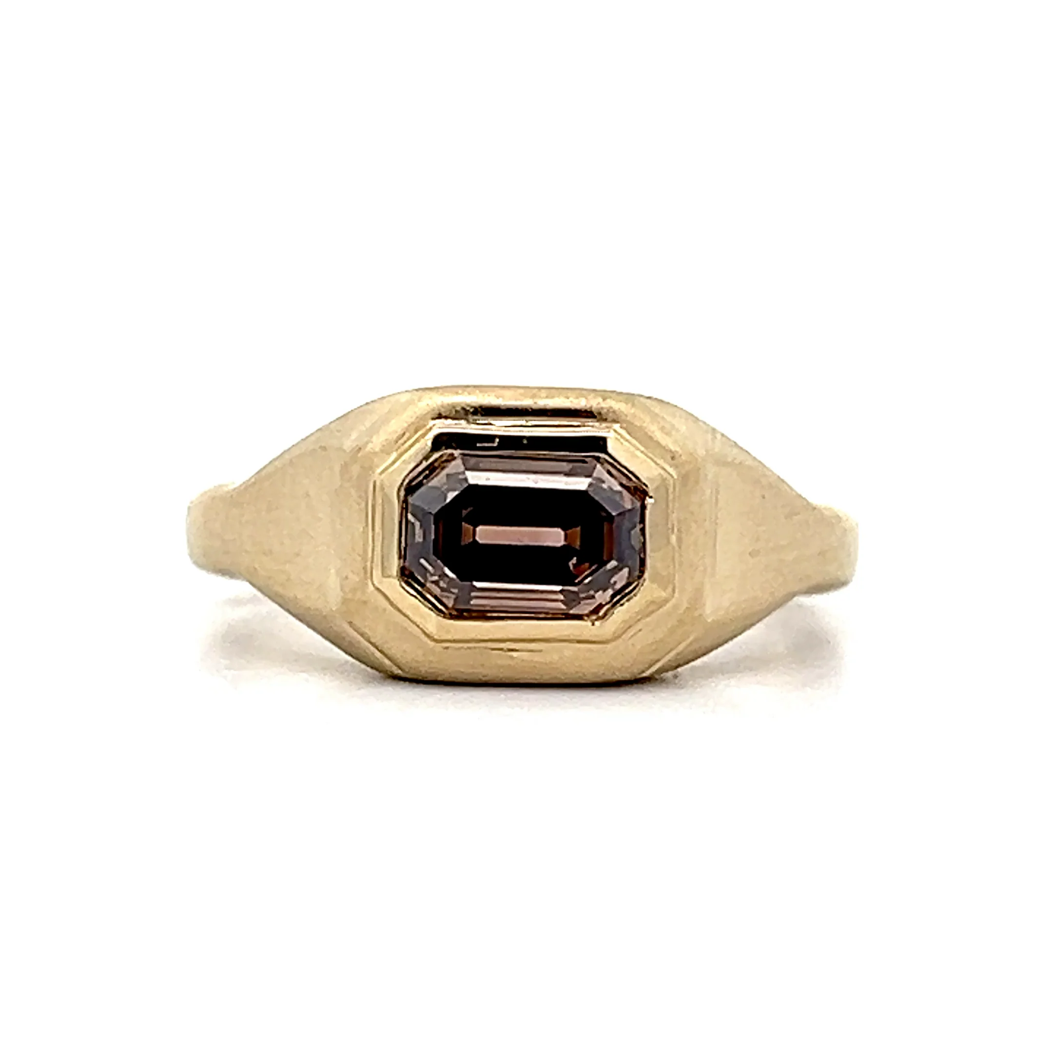1.36 Emerald Cut Fancy Brown Diamond Engagement Ring in 14k