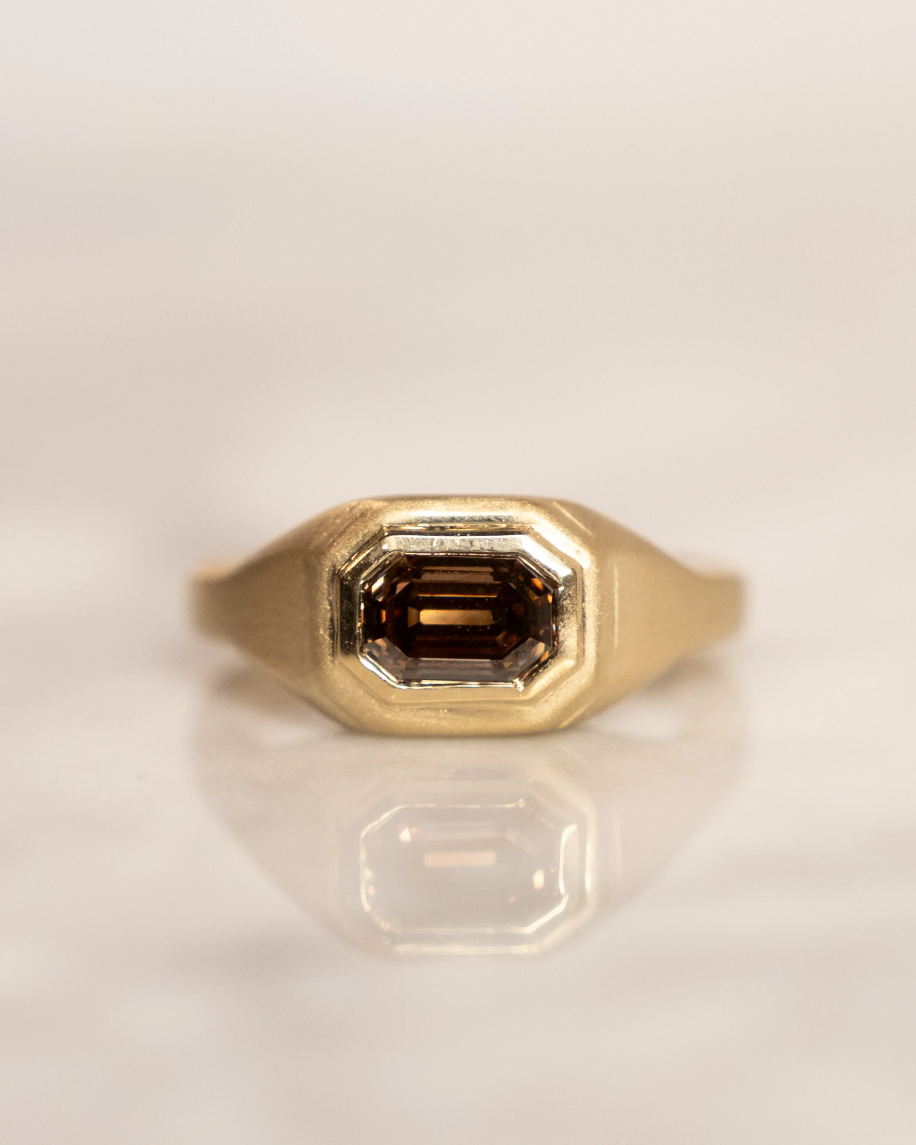 1.36 Emerald Cut Fancy Brown Diamond Engagement Ring in 14k - Image 6