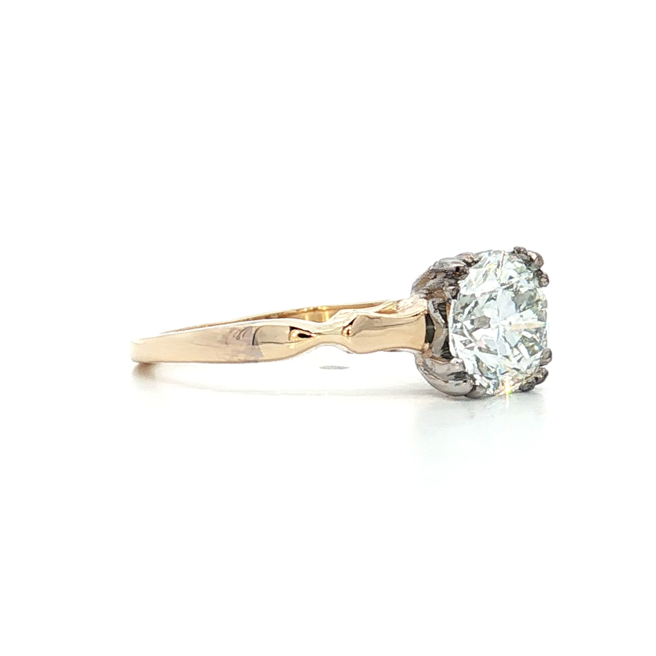 1.36 Vintage Retro Diamond Engagement Ring Two-Tone 14k - Image 3