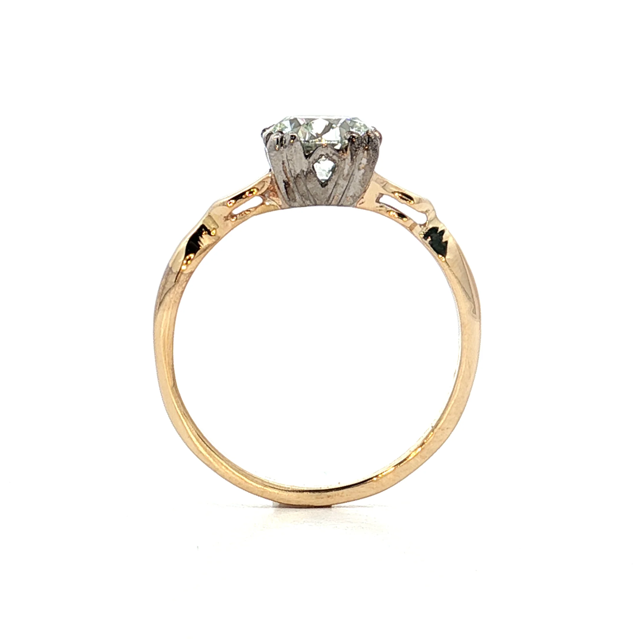 1.36 Vintage Retro Diamond Engagement Ring Two-Tone 14k - Image 4