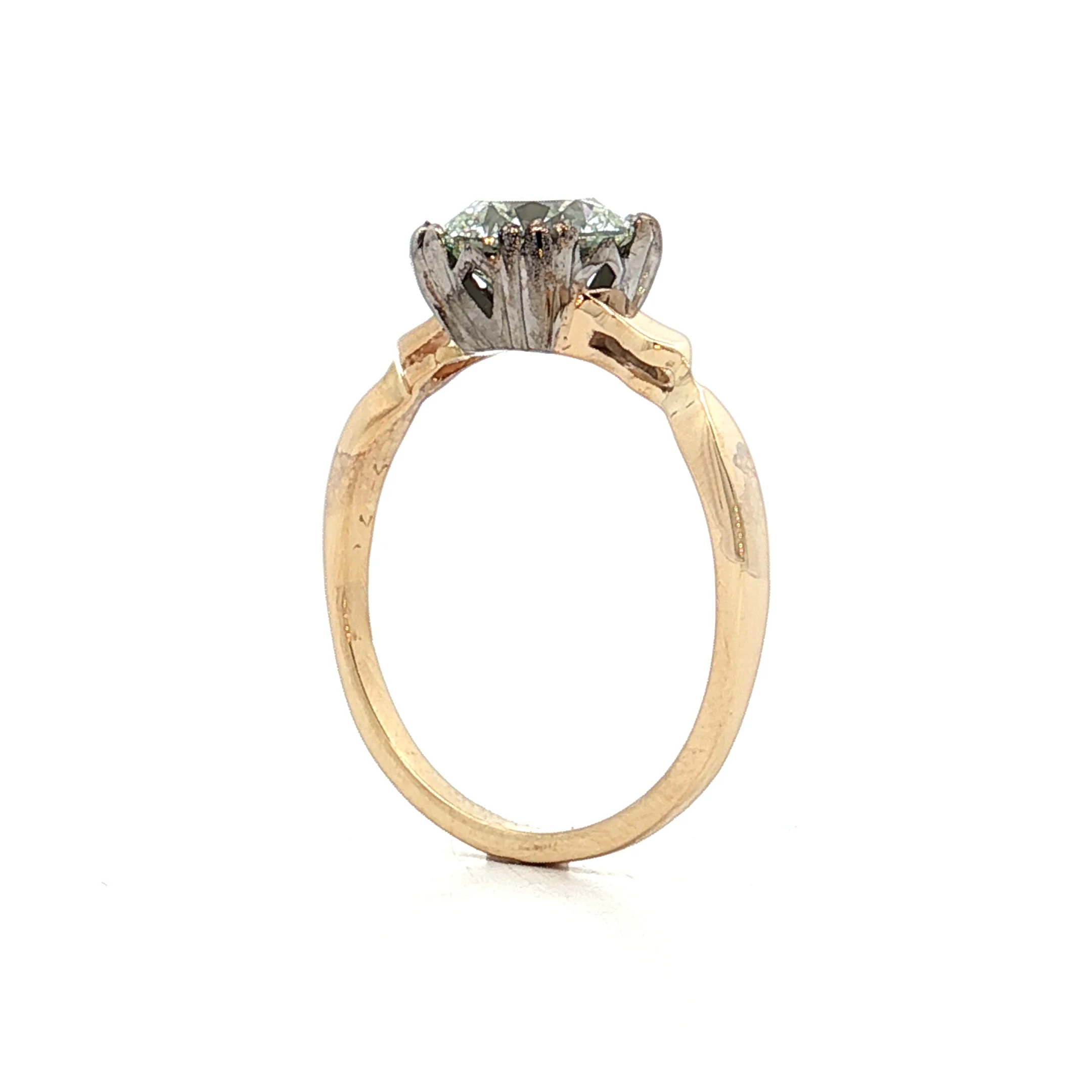 1.36 Vintage Retro Diamond Engagement Ring Two-Tone 14k - Image 5