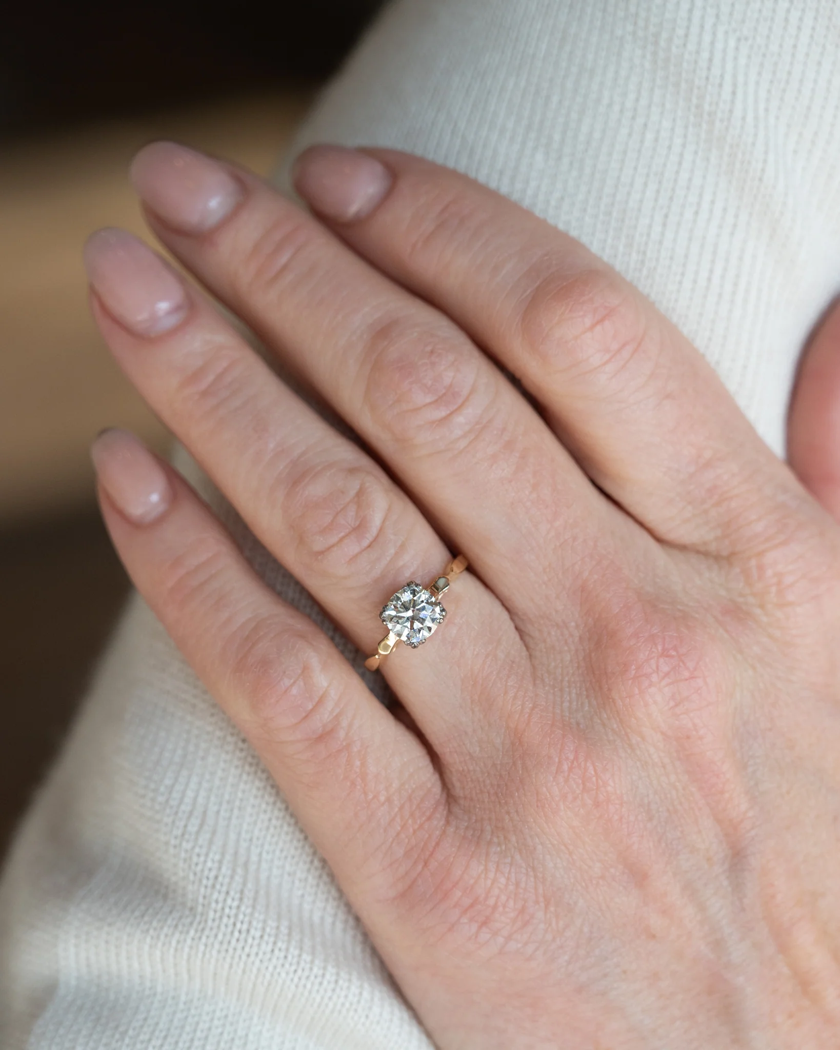 1.36 Vintage Retro Diamond Engagement Ring Two-Tone 14k - Image 7