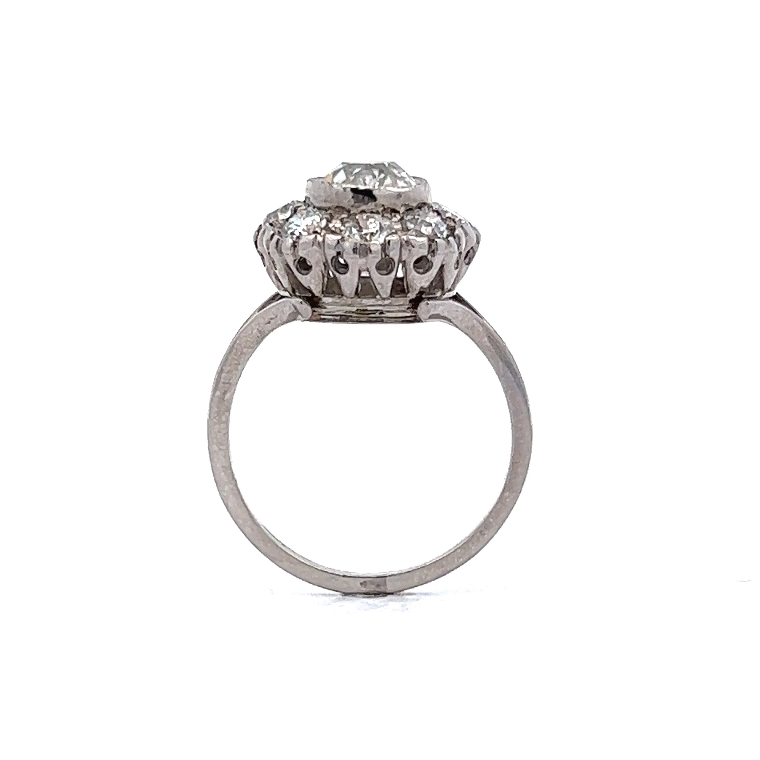 1.37 Art Deco Diamond Cluster Engagement Ring in Platinum - Image 4