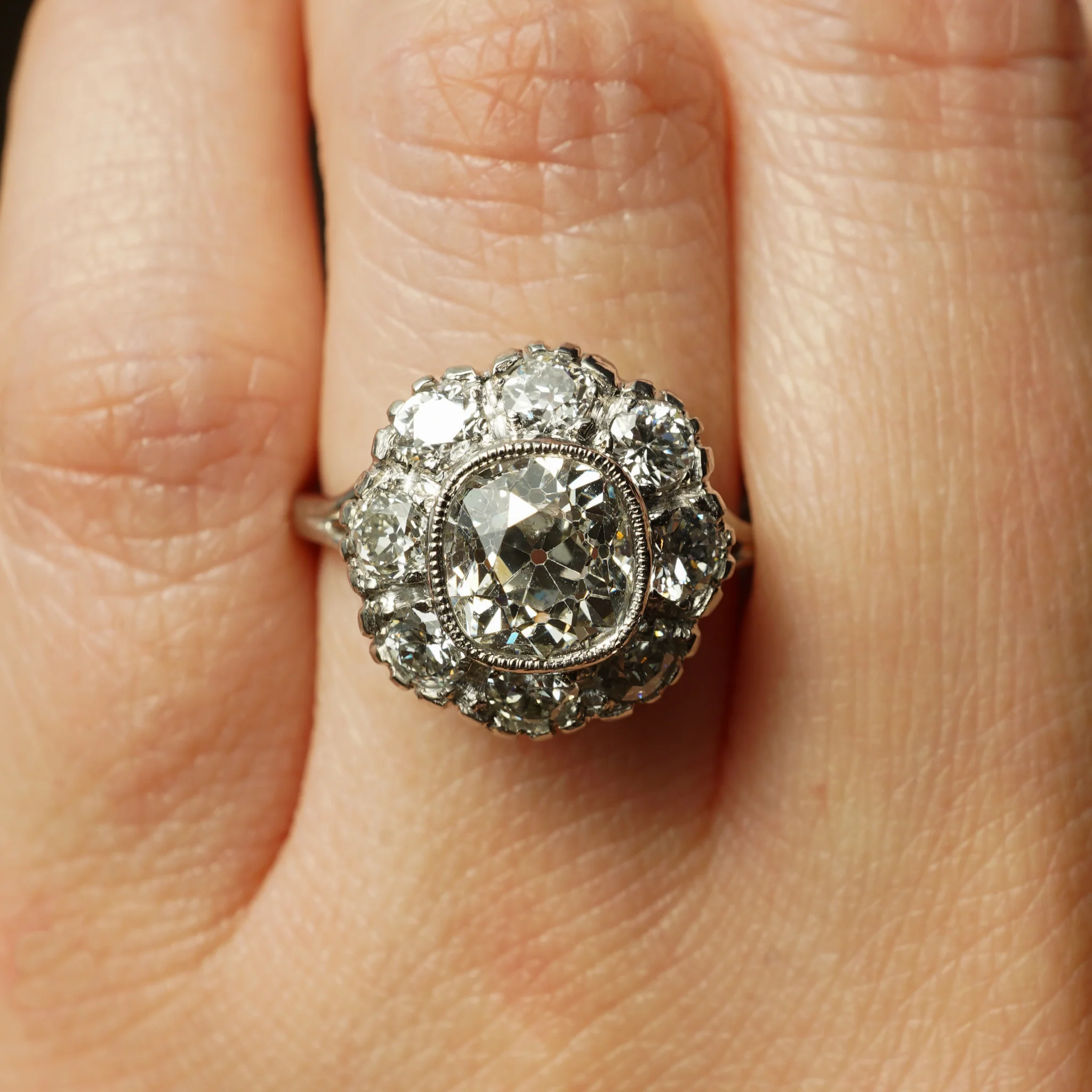 1.37 Art Deco Diamond Cluster Engagement Ring in Platinum - Image 6
