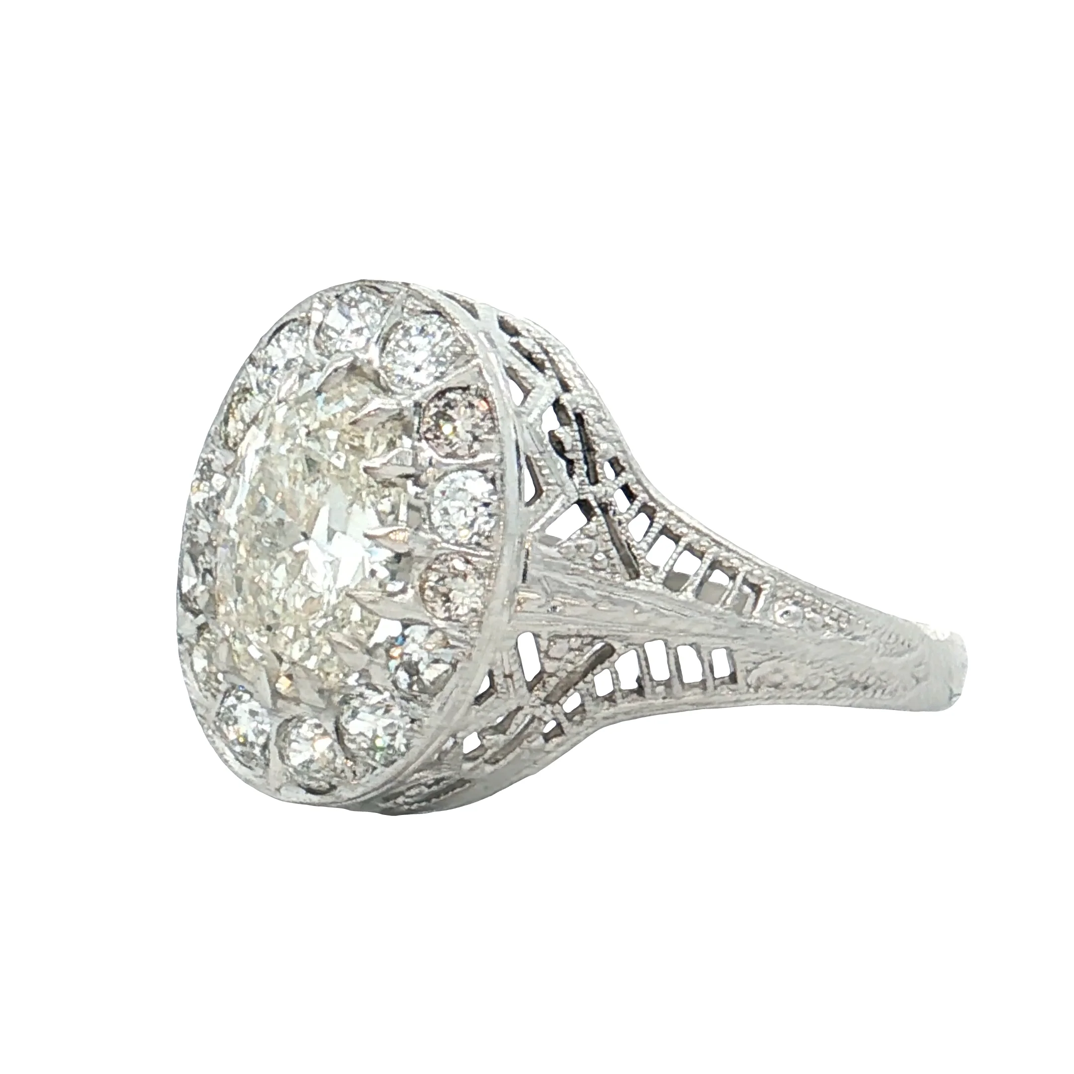 1.37 GIA Antique Oval Diamond Engagement Ring 18k - Image 2