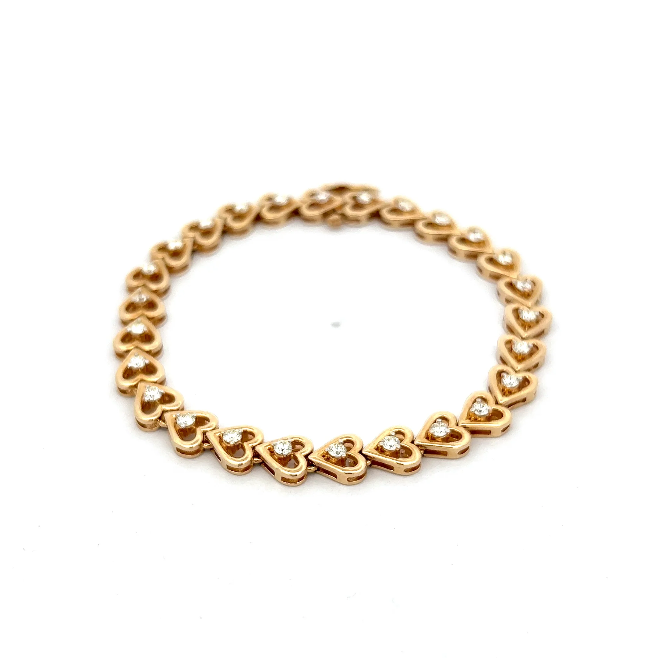 1.37 Heart Link Bracelet in 14k Yellow Gold