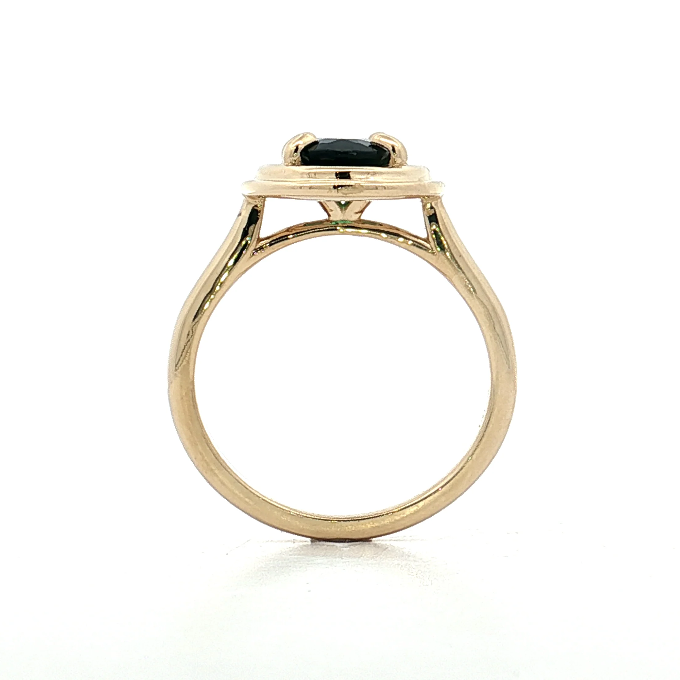 1.37 Oval Green Sapphire Engagement Ring 14k Yellow Gold - Image 4