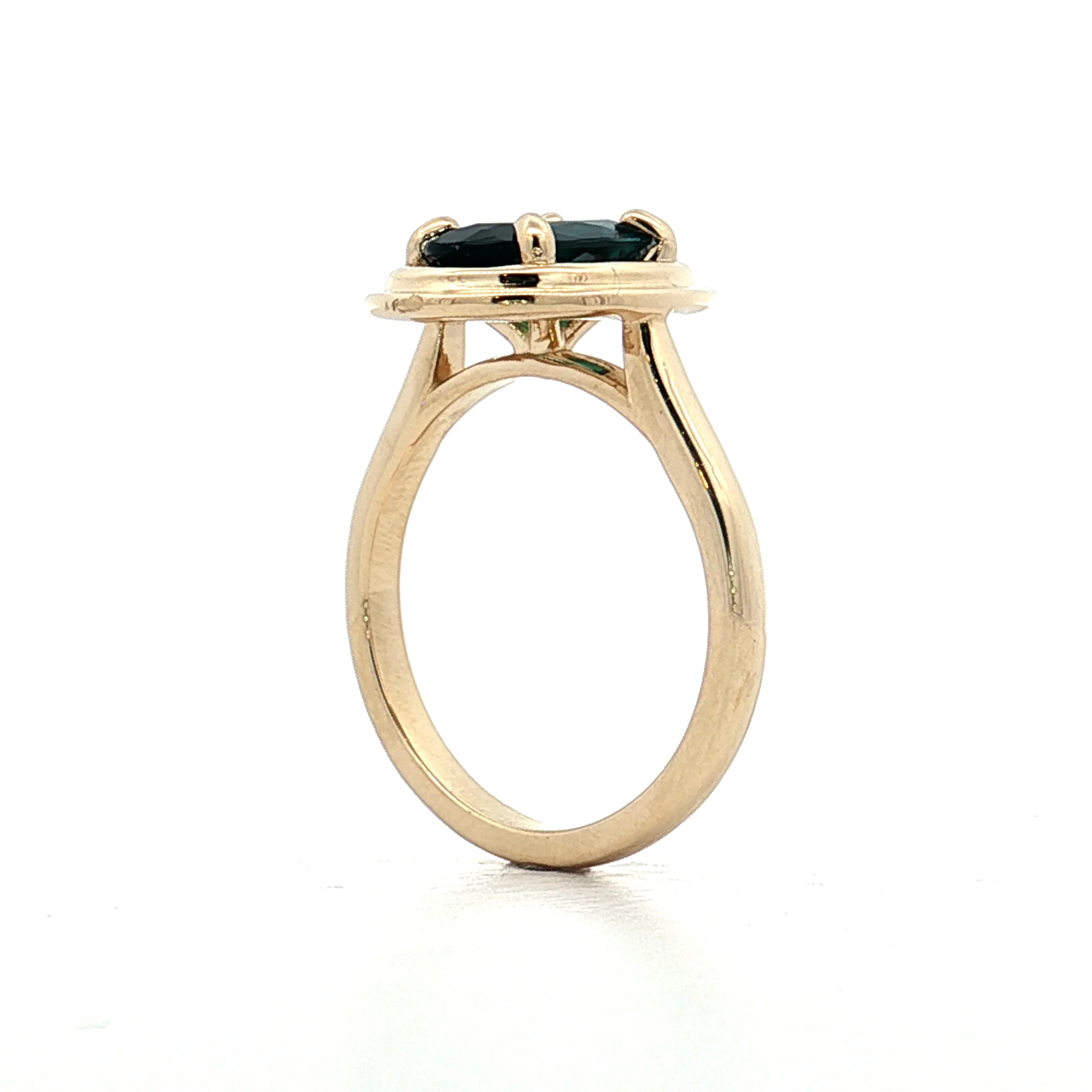 1.37 Oval Green Sapphire Engagement Ring 14k Yellow Gold - Image 5