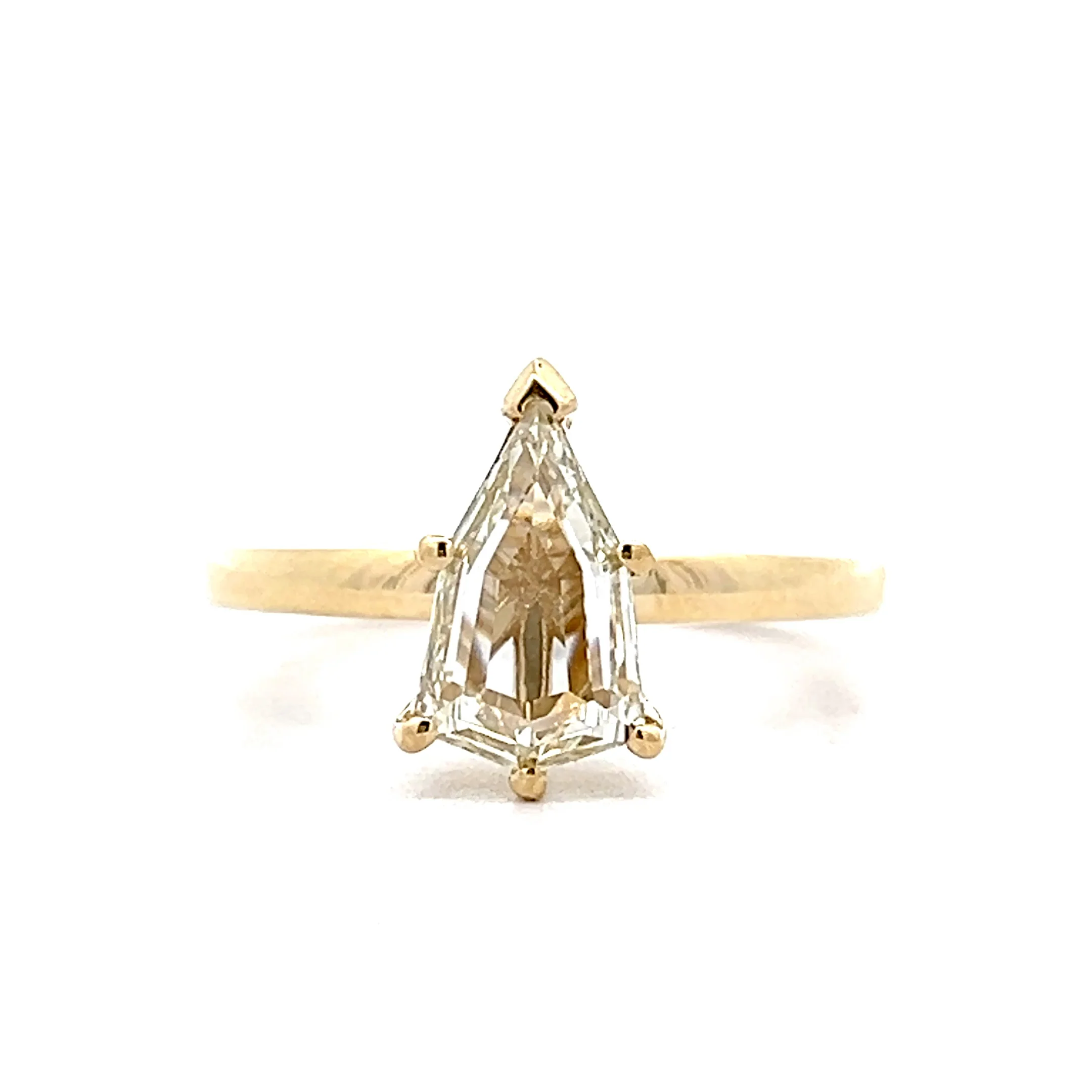 1.37 Shield Cut Diamond Engagement Ring in 14k
