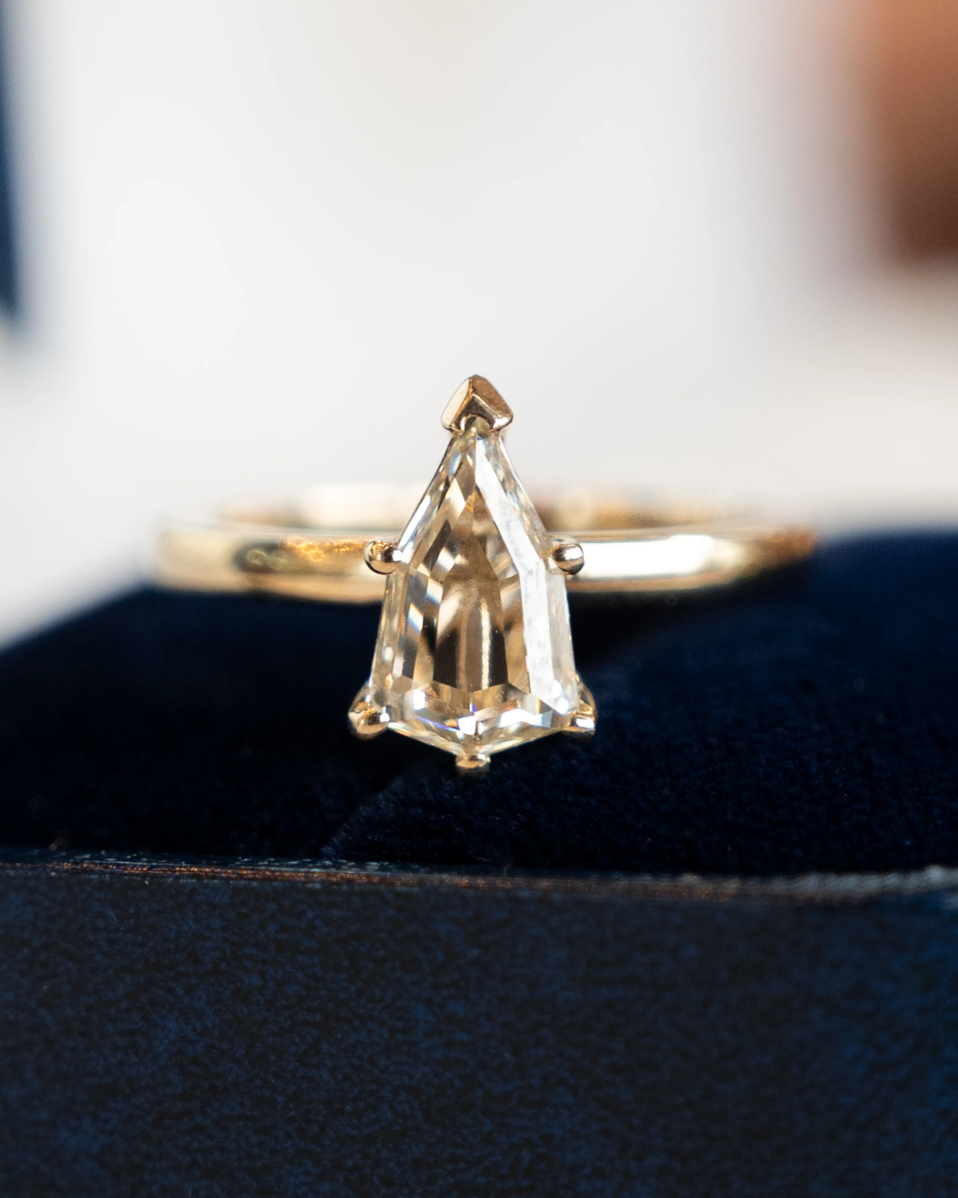 1.37 Shield Cut Diamond Engagement Ring in 14k - Image 6