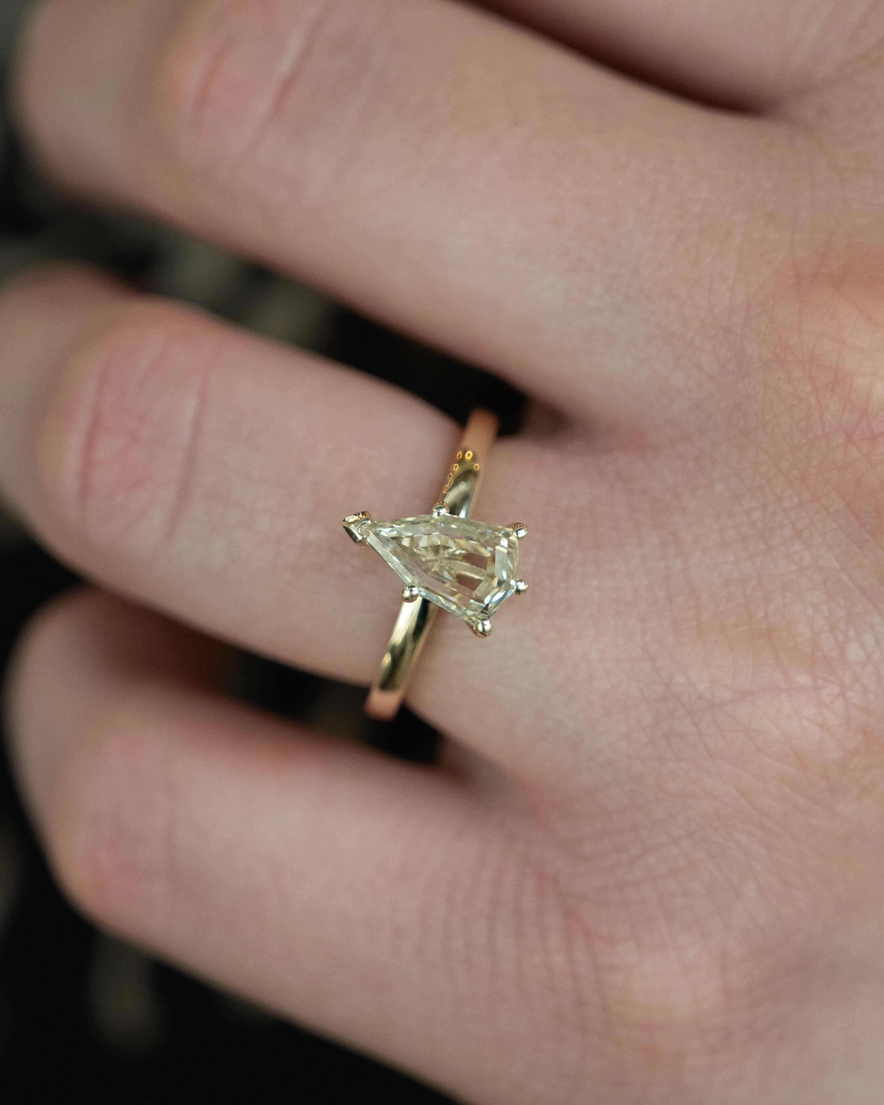 1.37 Shield Cut Diamond Engagement Ring in 14k - Image 7